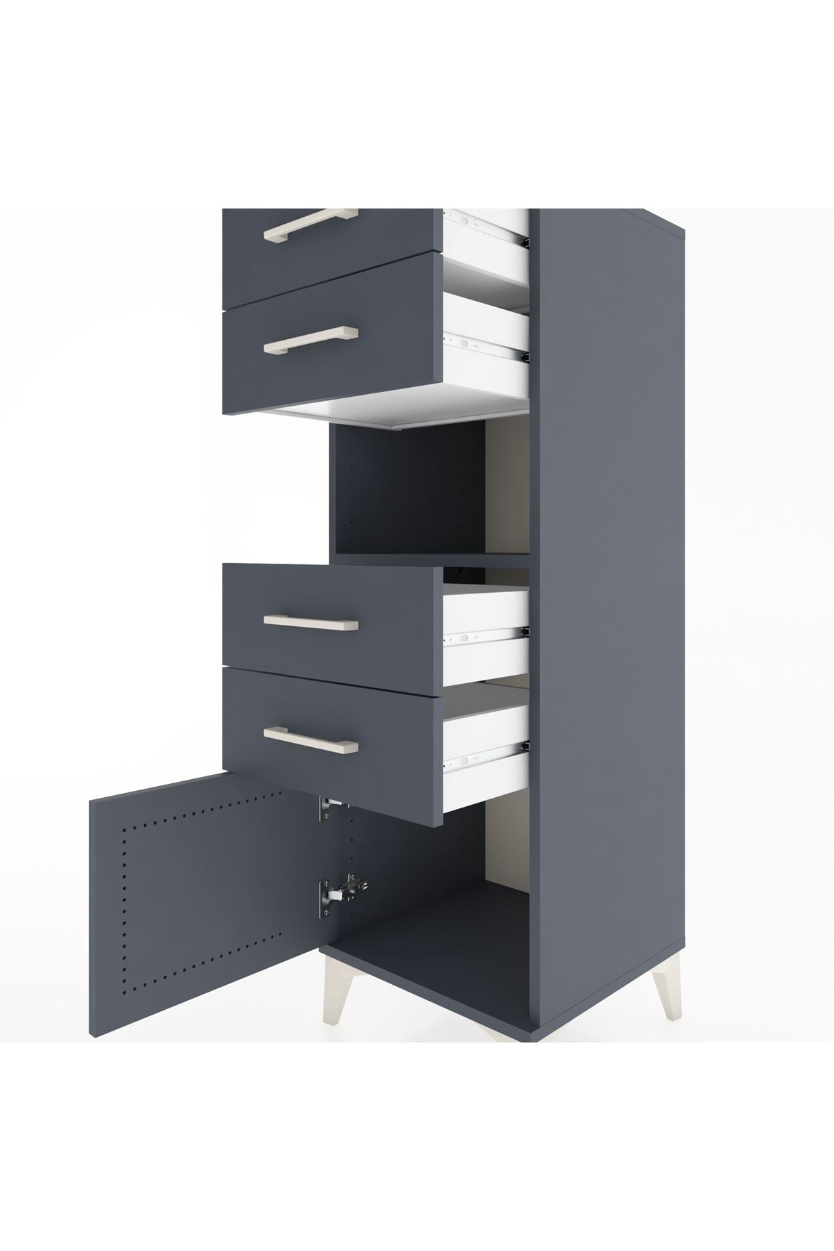 Hyperion Dolap Tek Raflı 4 Çekmeceli Tek Kapaklı 44x44x134 - S49M060V5B