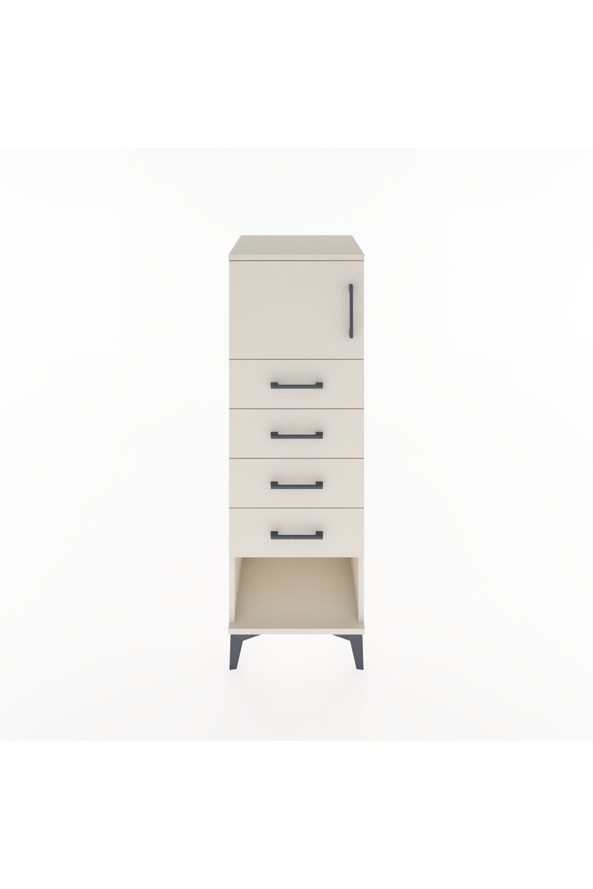 Hyperion Dolap Tek Raflı 4 Çekmeceli Tek Kapaklı 44x44x134 - S49M061V1B