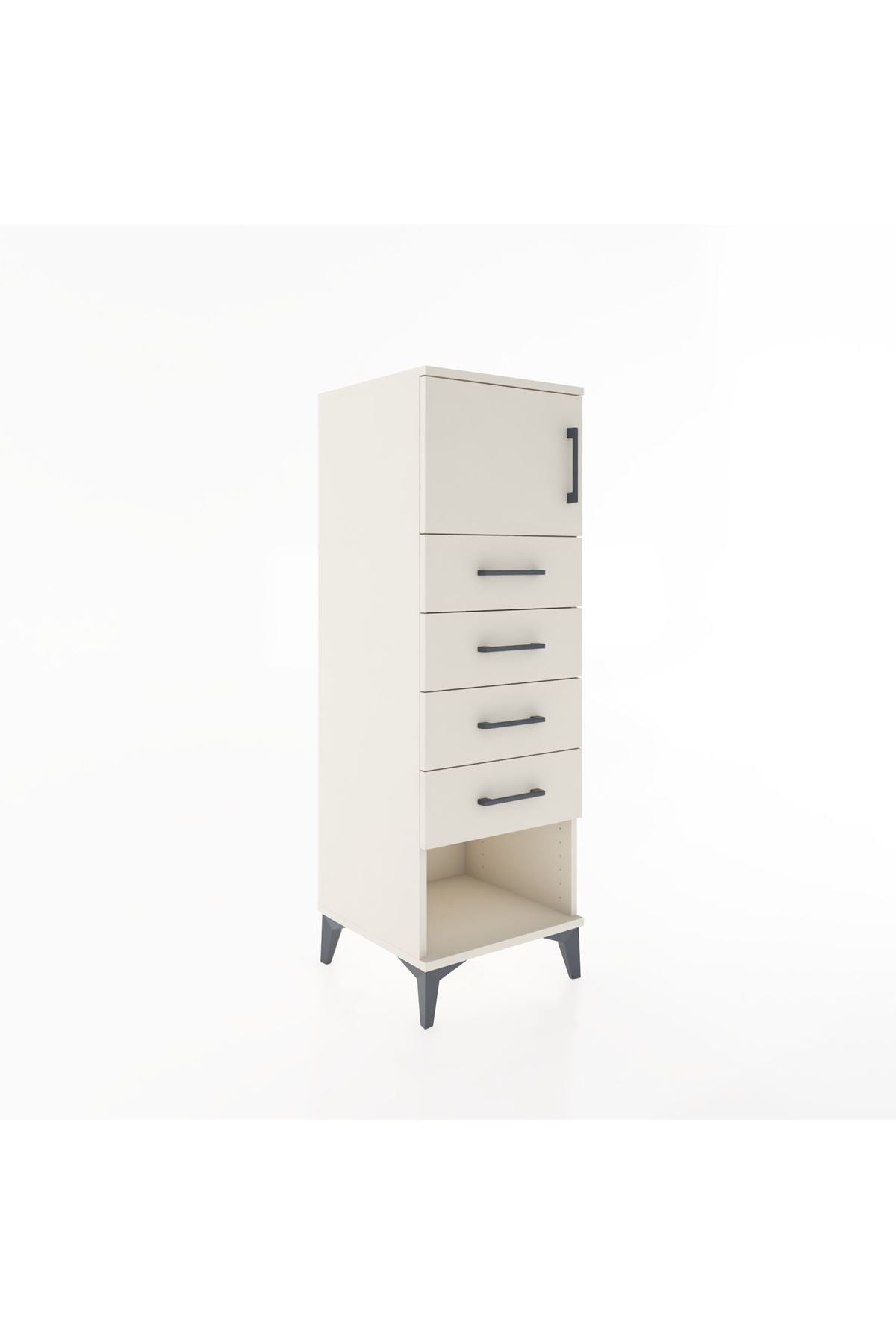 Hyperion Dolap Tek Raflı 4 Çekmeceli Tek Kapaklı 44x44x134 - S49M061V1B