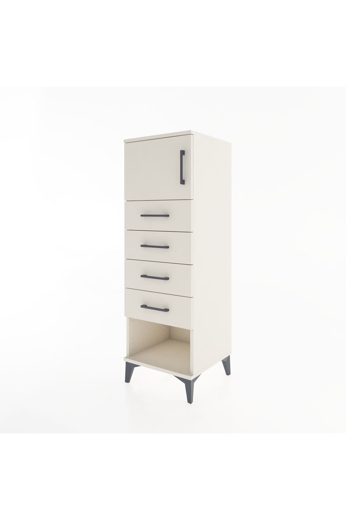 Hyperion Dolap Tek Raflı 4 Çekmeceli Tek Kapaklı 44x44x134 - S49M061V1B