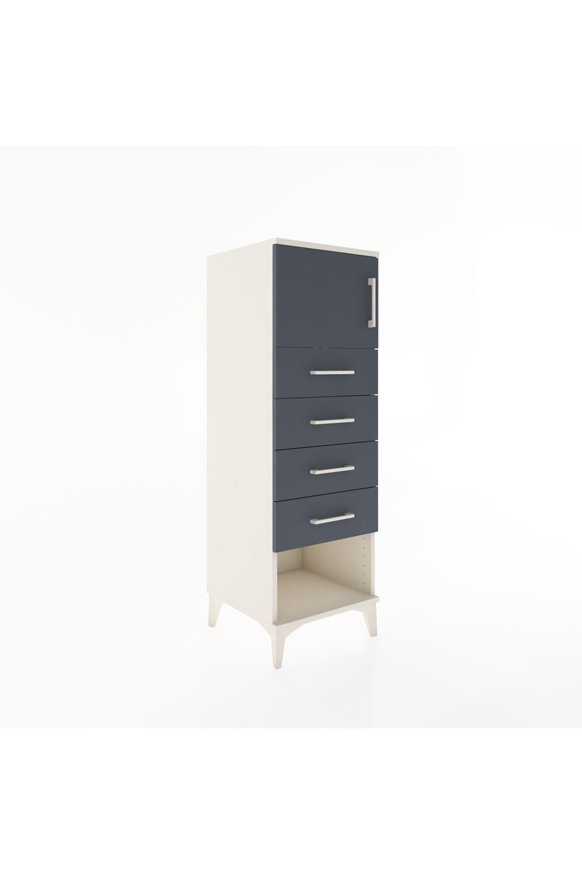Hyperion Dolap Tek Raflı 4 Çekmeceli Tek Kapaklı 44x44x134 - S49M061V2B