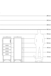 Hyperion Dolap Tek Raflı 4 Çekmeceli Tek Kapaklı 44x44x134 - S49M061V2B