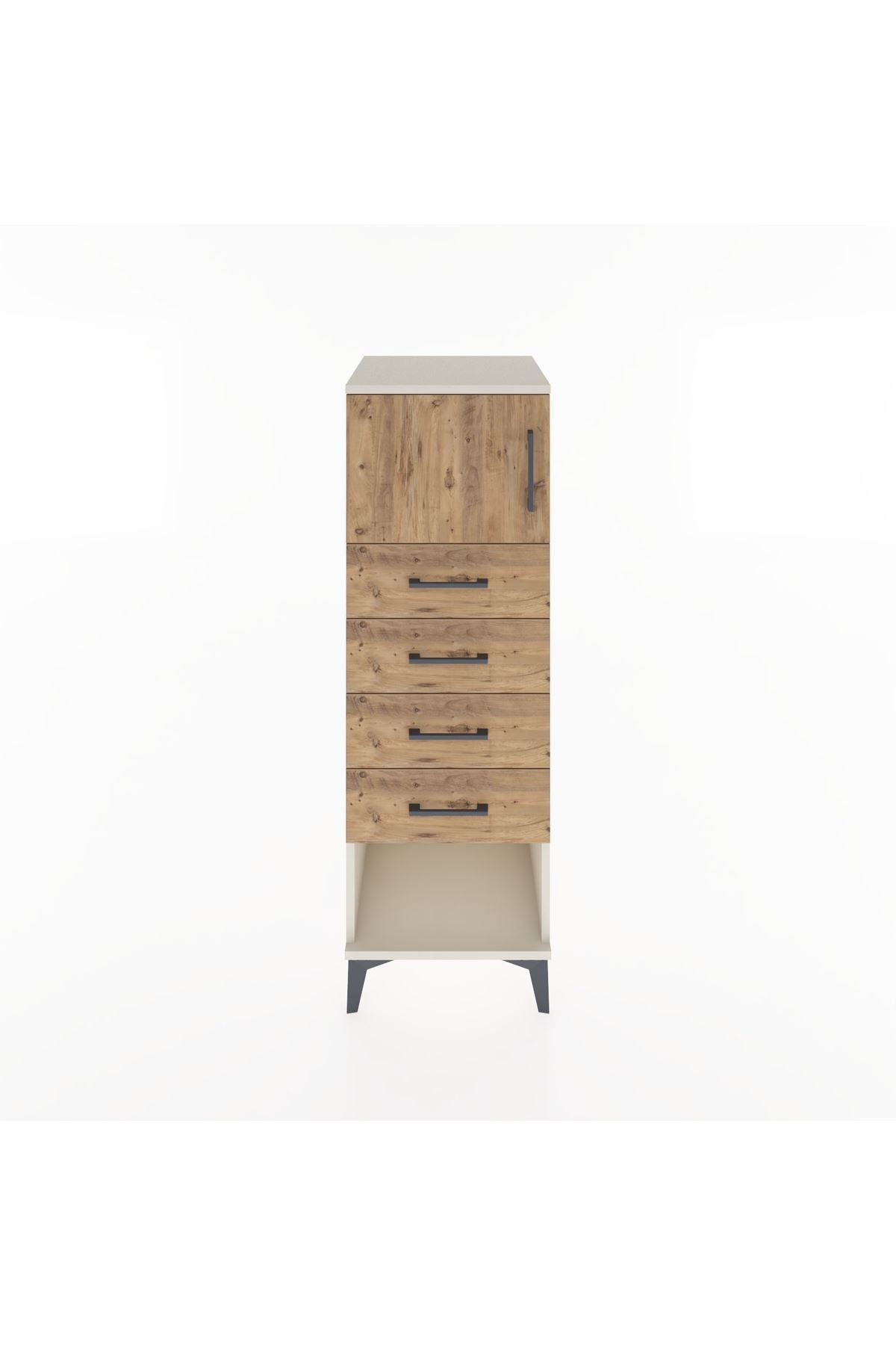 Hyperion Dolap Tek Raflı 4 Çekmeceli Tek Kapaklı 44x44x134 - S49M061V3B