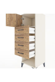 Hyperion Dolap Tek Raflı 4 Çekmeceli Tek Kapaklı 44x44x134 - S49M061V3B