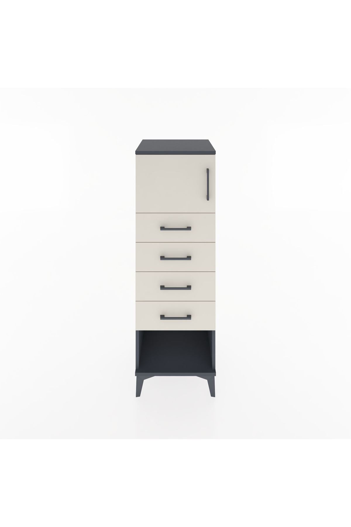 Hyperion Dolap Tek Raflı 4 Çekmeceli Tek Kapaklı 44x44x134 - S49M061V4B