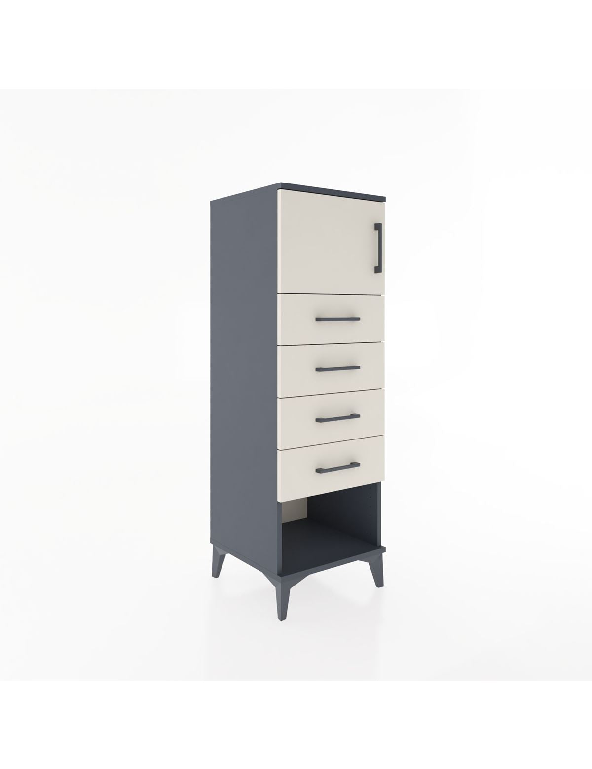 Hyperion Dolap Tek Raflı 4 Çekmeceli Tek Kapaklı 44x44x134 - S49M061V4B