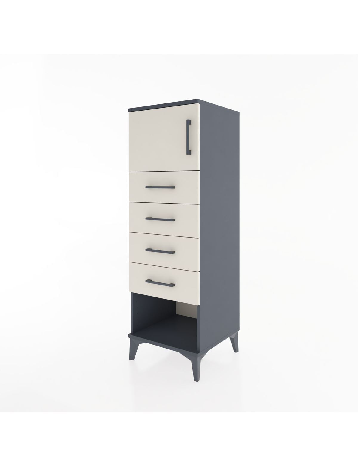 Hyperion Dolap Tek Raflı 4 Çekmeceli Tek Kapaklı 44x44x134 - S49M061V4B