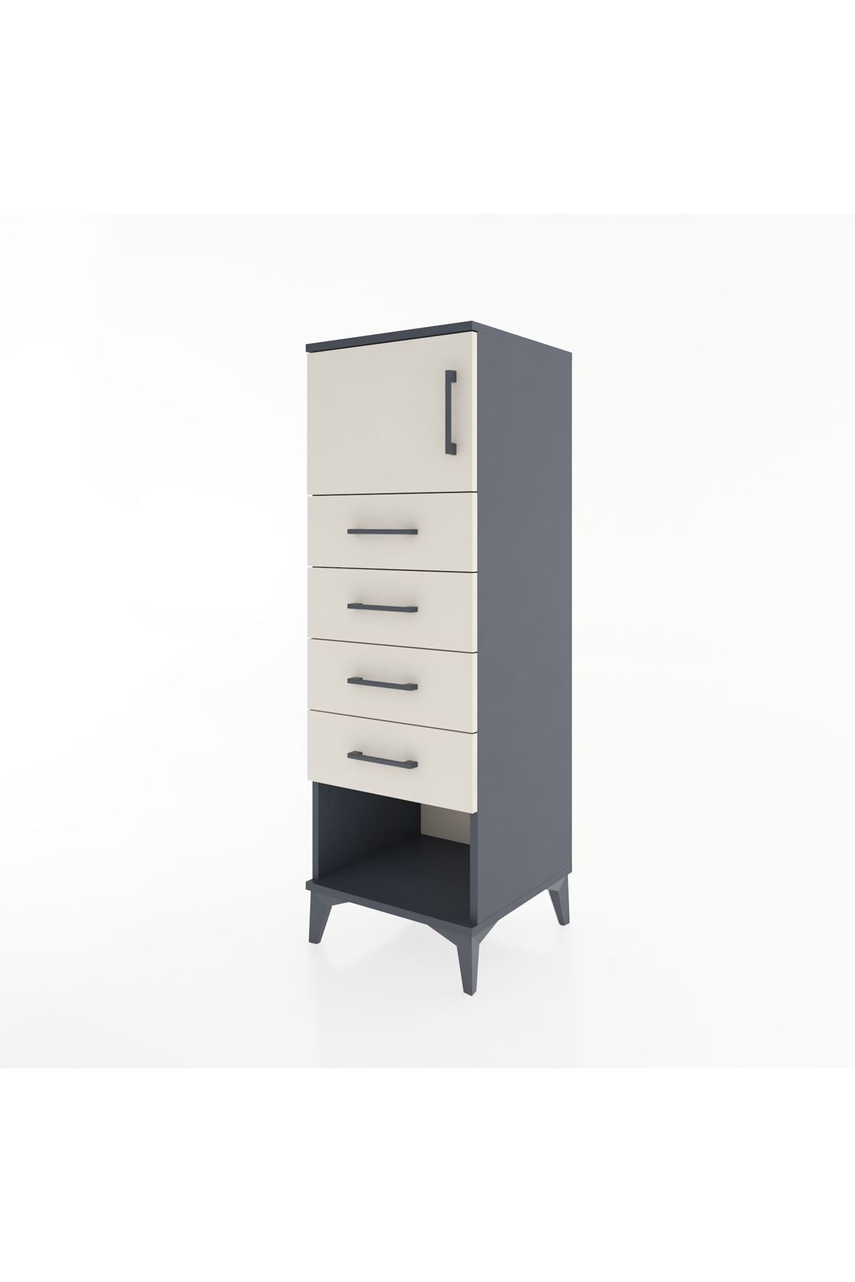 Hyperion Dolap Tek Raflı 4 Çekmeceli Tek Kapaklı 44x44x134 - S49M061V4B