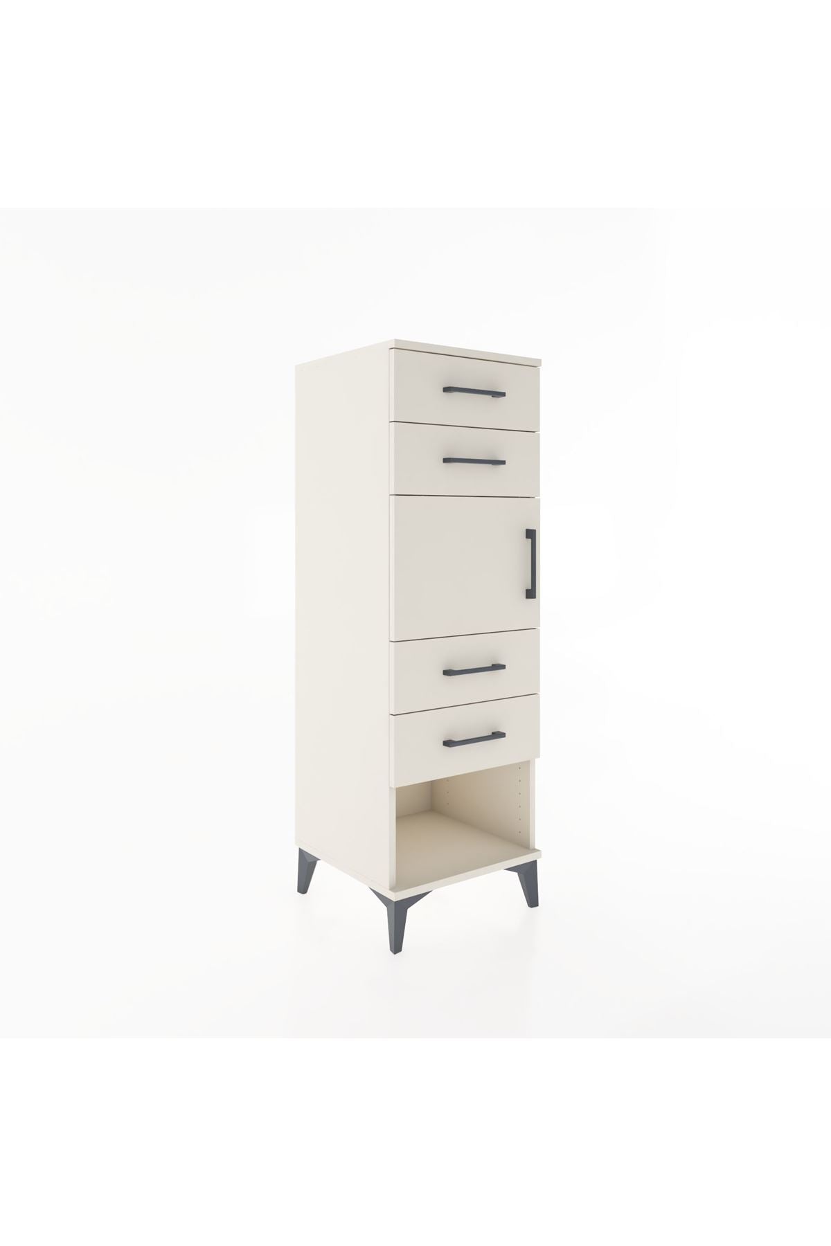 Hyperion Dolap Tek Raflı 4 Çekmeceli Tek Kapaklı 44x44x134 - S49M062V1B