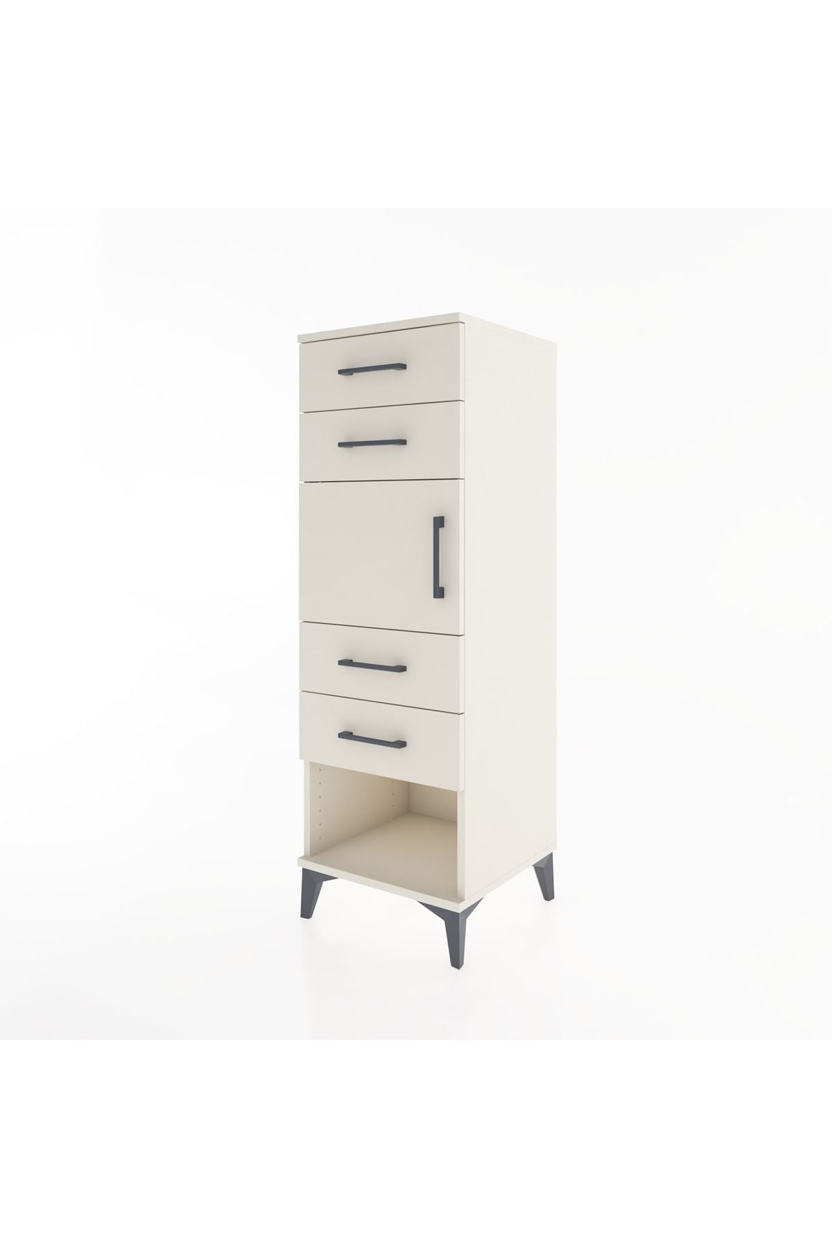 Hyperion Dolap Tek Raflı 4 Çekmeceli Tek Kapaklı 44x44x134 - S49M062V1B