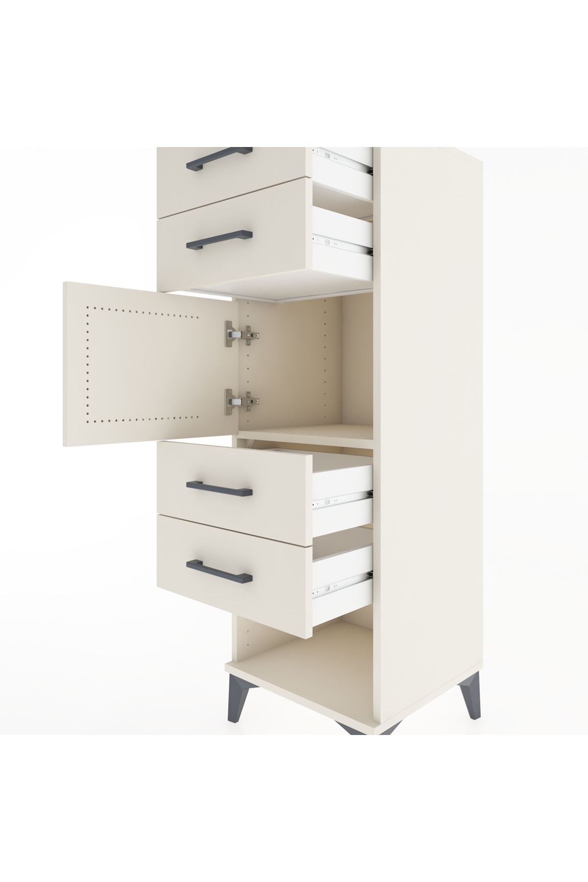 Hyperion Dolap Tek Raflı 4 Çekmeceli Tek Kapaklı 44x44x134 - S49M062V1B