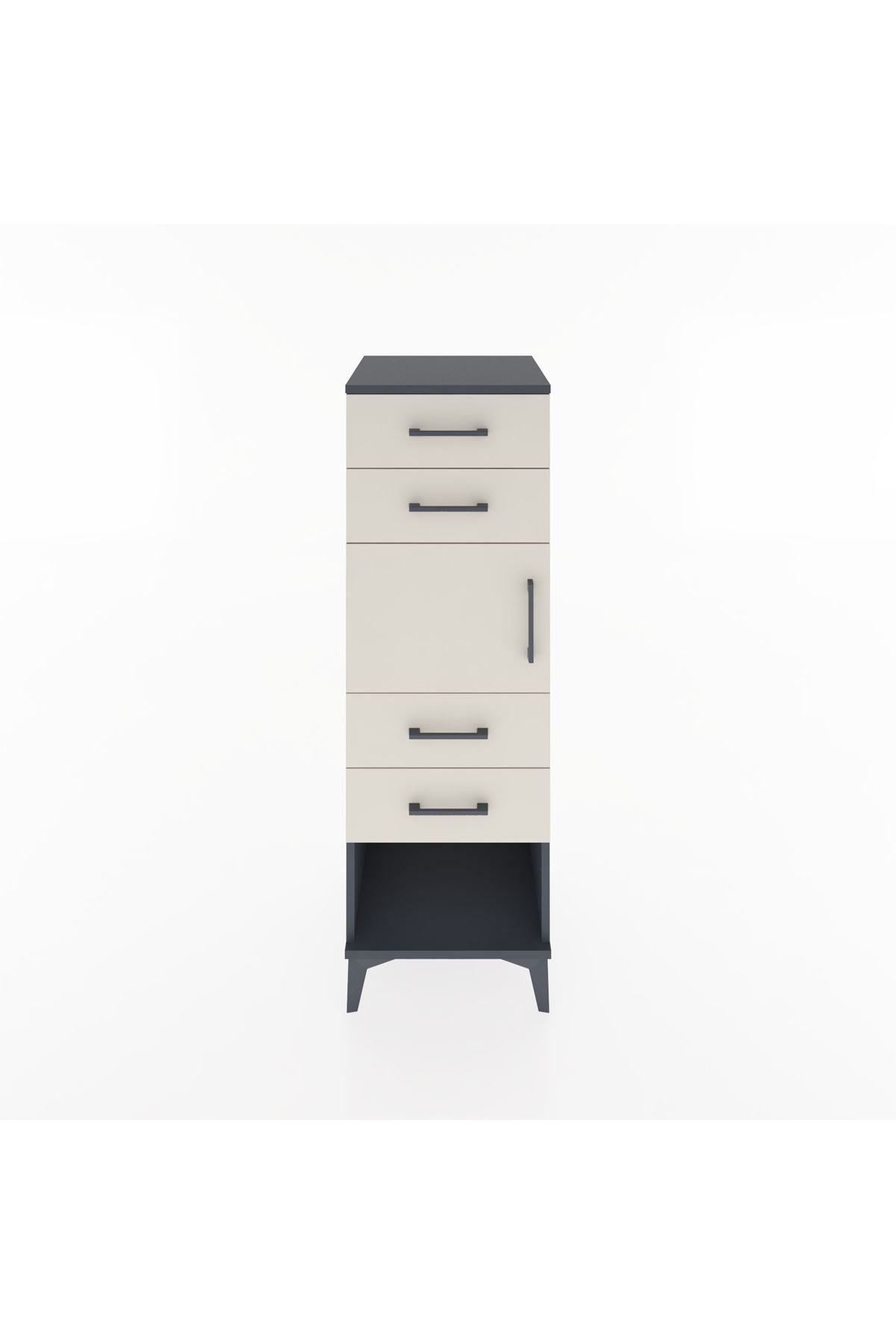 Hyperion Dolap Tek Raflı 4 Çekmeceli Tek Kapaklı 44x44x134 - S49M062V4B