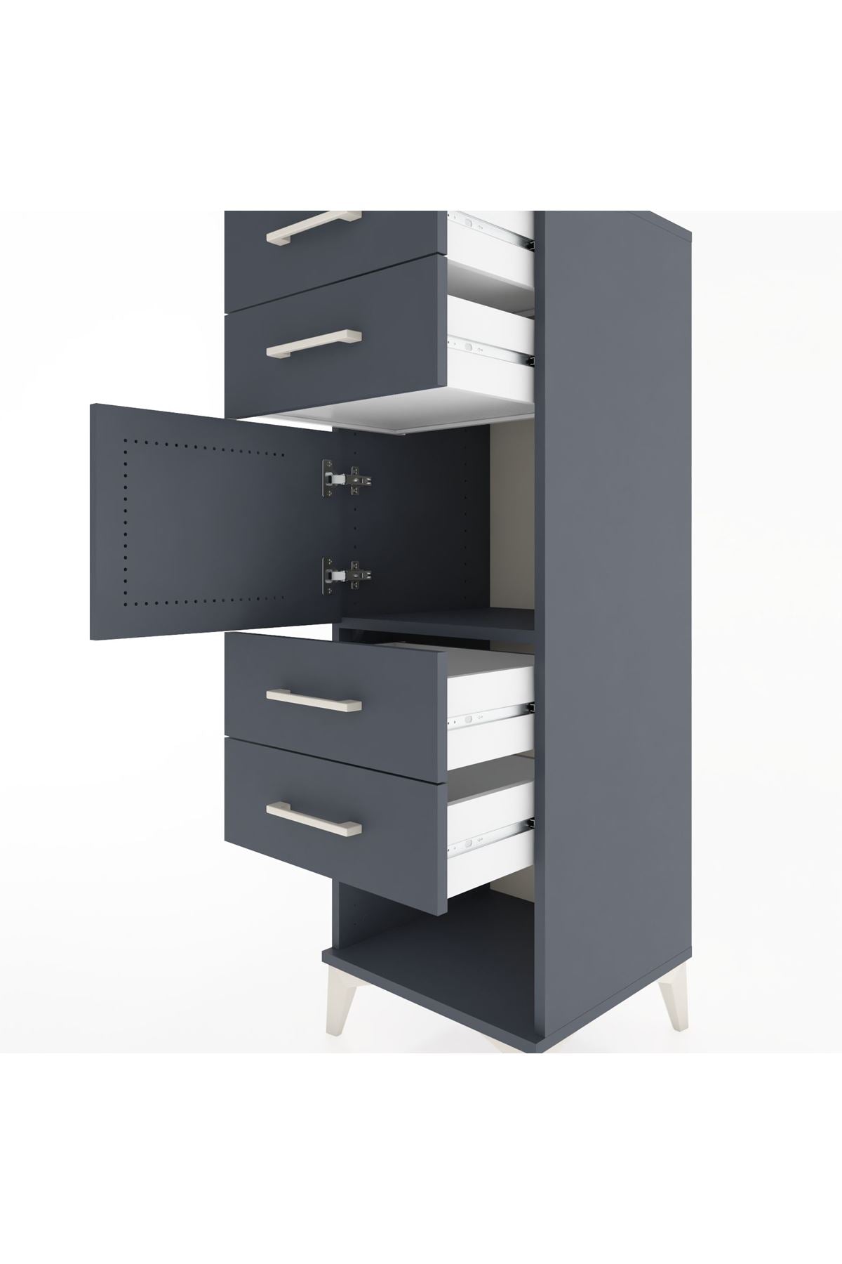 Hyperion Dolap Tek Raflı 4 Çekmeceli Tek Kapaklı 44x44x134 - S49M062V5B