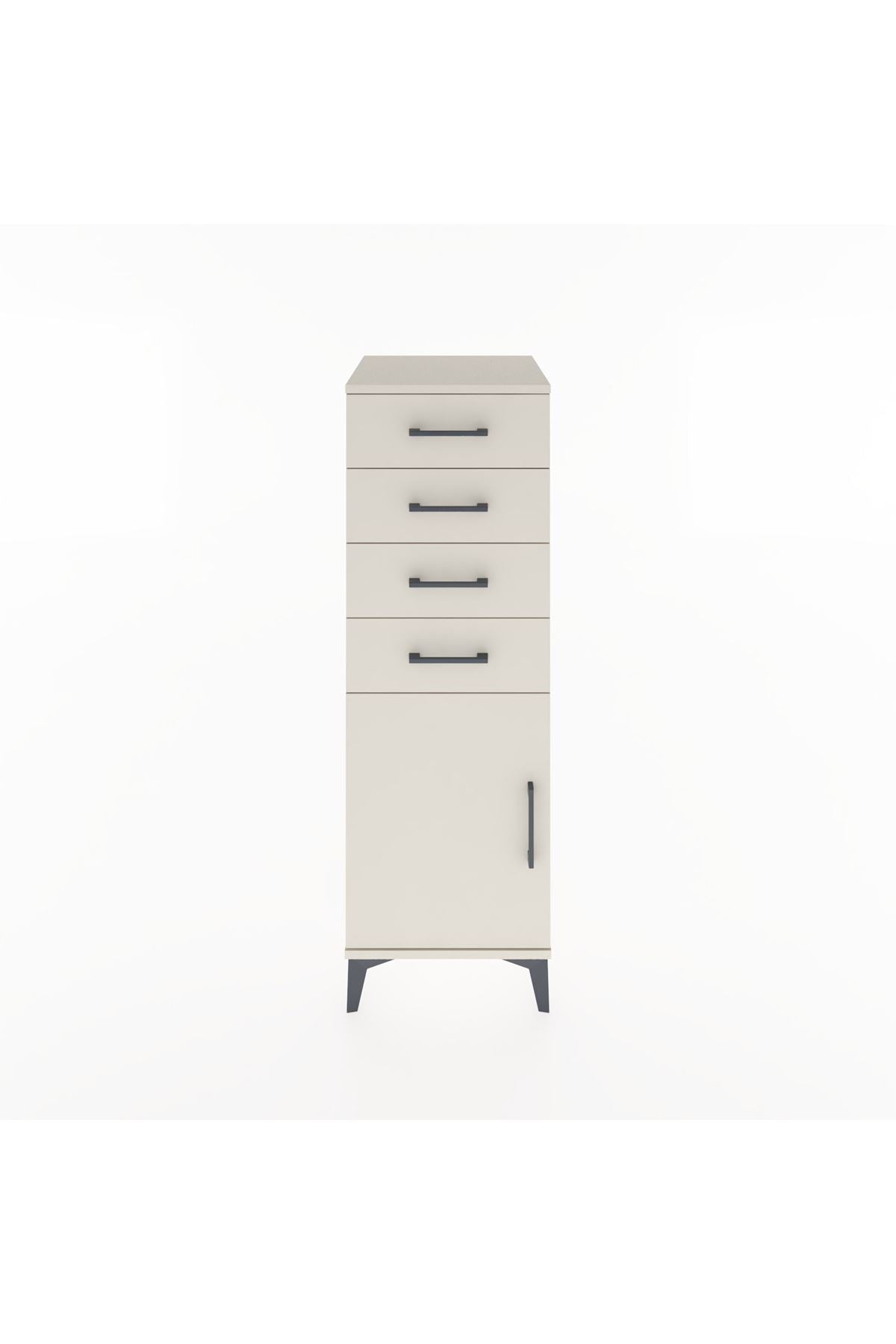 Hyperion Dolap Tek Raflı 4 Çekmeceli Tek Kapaklı 44x44x134 - S49M063V1B