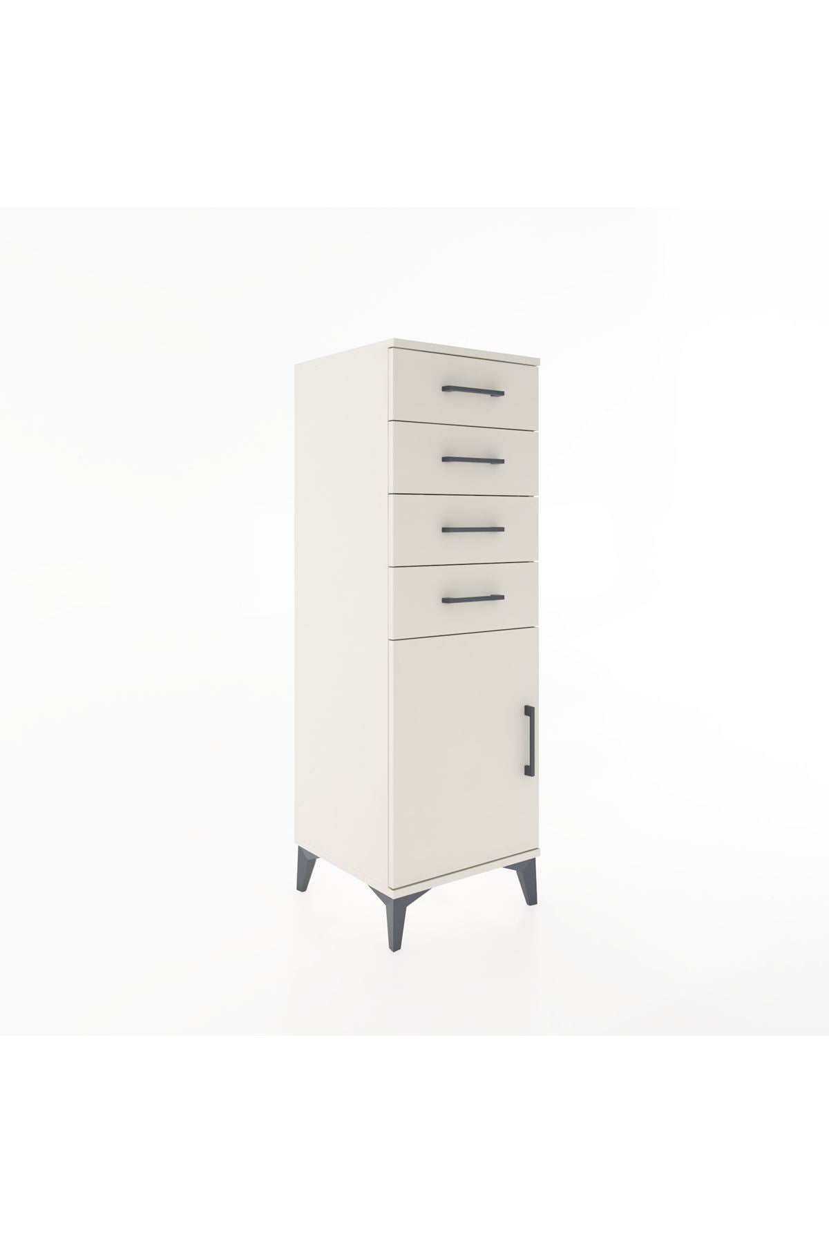 Hyperion Dolap Tek Raflı 4 Çekmeceli Tek Kapaklı 44x44x134 - S49M063V1B