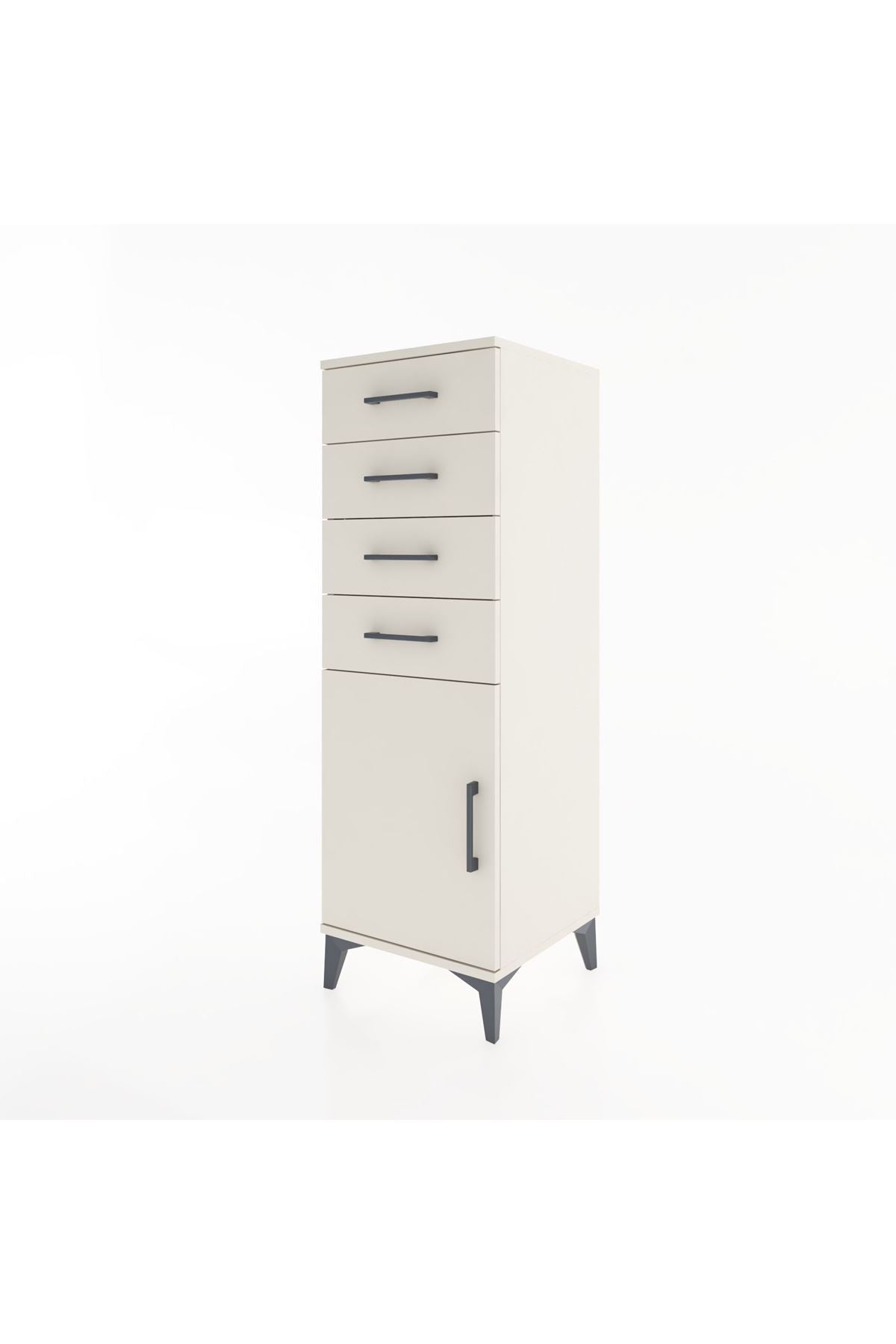 Hyperion Dolap Tek Raflı 4 Çekmeceli Tek Kapaklı 44x44x134 - S49M063V1B