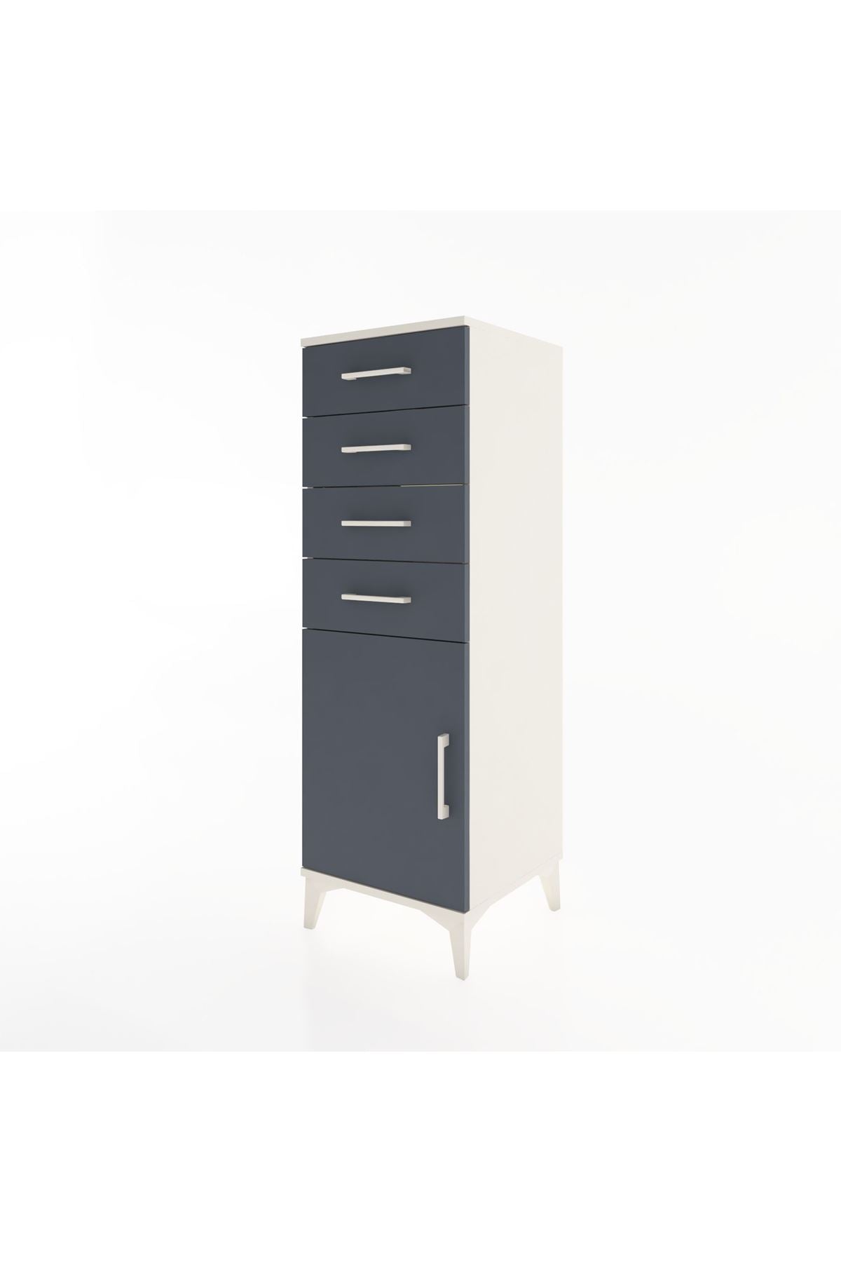 Hyperion Dolap Tek Raflı 4 Çekmeceli Tek Kapaklı 44x44x134 - S49M063V2B