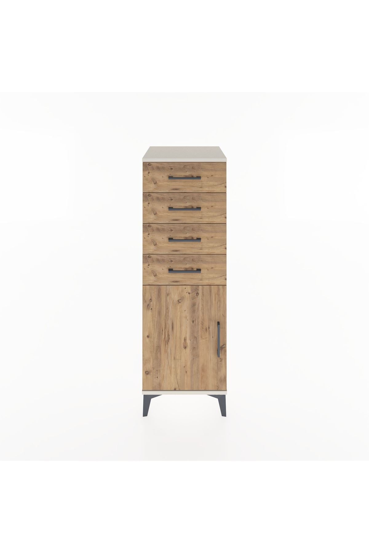 Hyperion Dolap Tek Raflı 4 Çekmeceli Tek Kapaklı 44x44x134 - S49M063V3B