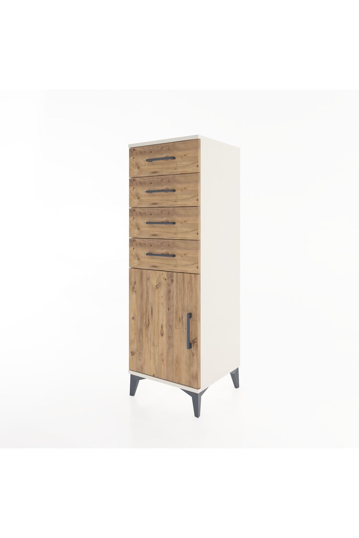 Hyperion Dolap Tek Raflı 4 Çekmeceli Tek Kapaklı 44x44x134 - S49M063V3B
