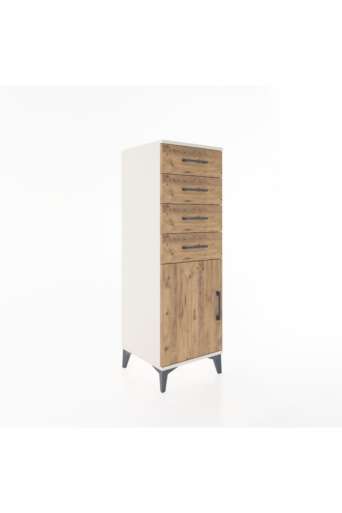 Hyperion Dolap Tek Raflı 4 Çekmeceli Tek Kapaklı 44x44x134 - S49M063V3B