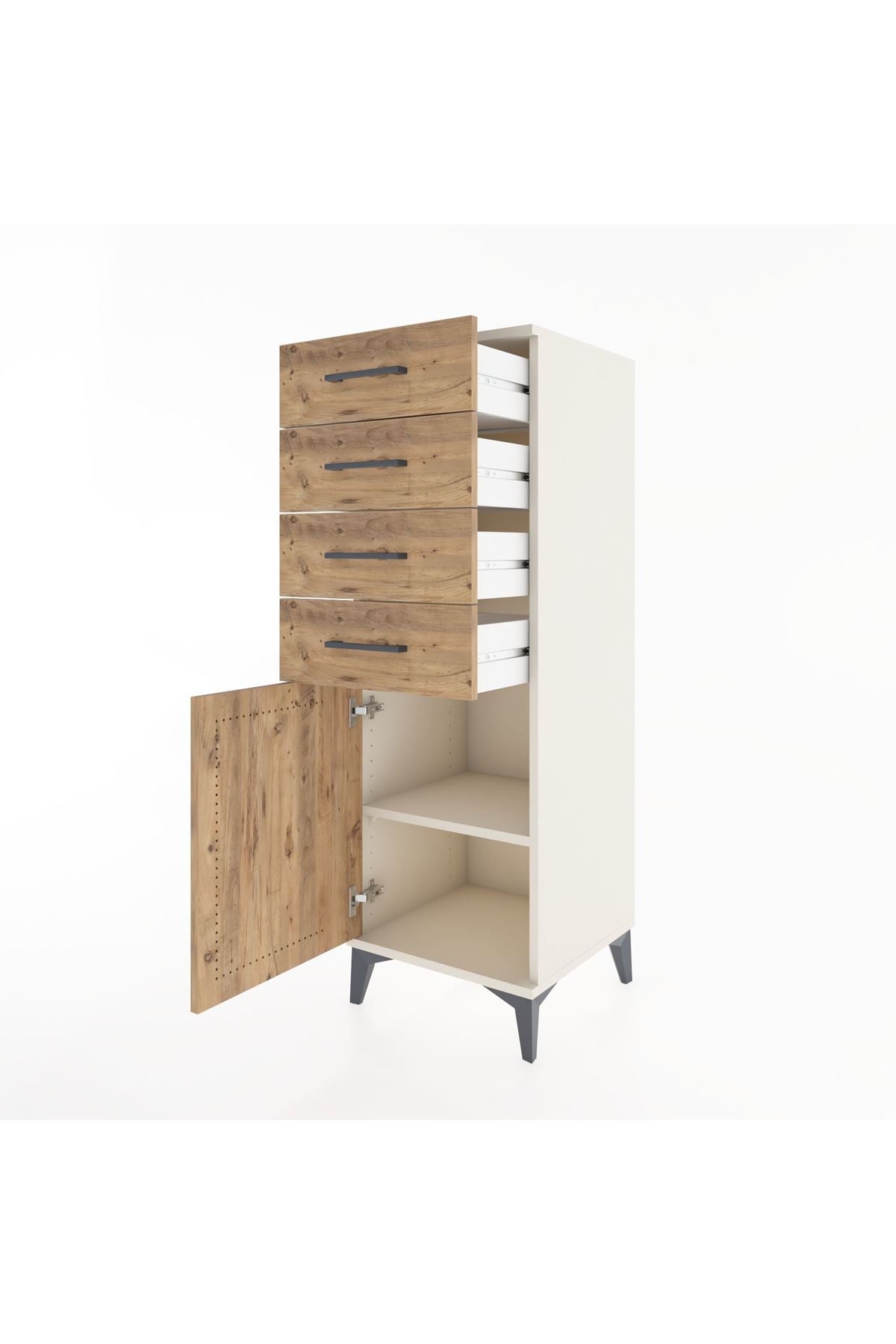 Hyperion Dolap Tek Raflı 4 Çekmeceli Tek Kapaklı 44x44x134 - S49M063V3B