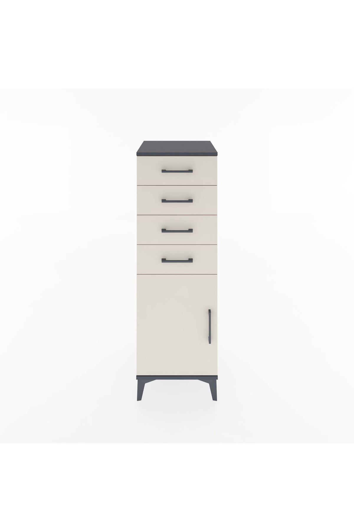 Hyperion Dolap Tek Raflı 4 Çekmeceli Tek Kapaklı 44x44x134 - S49M063V4B