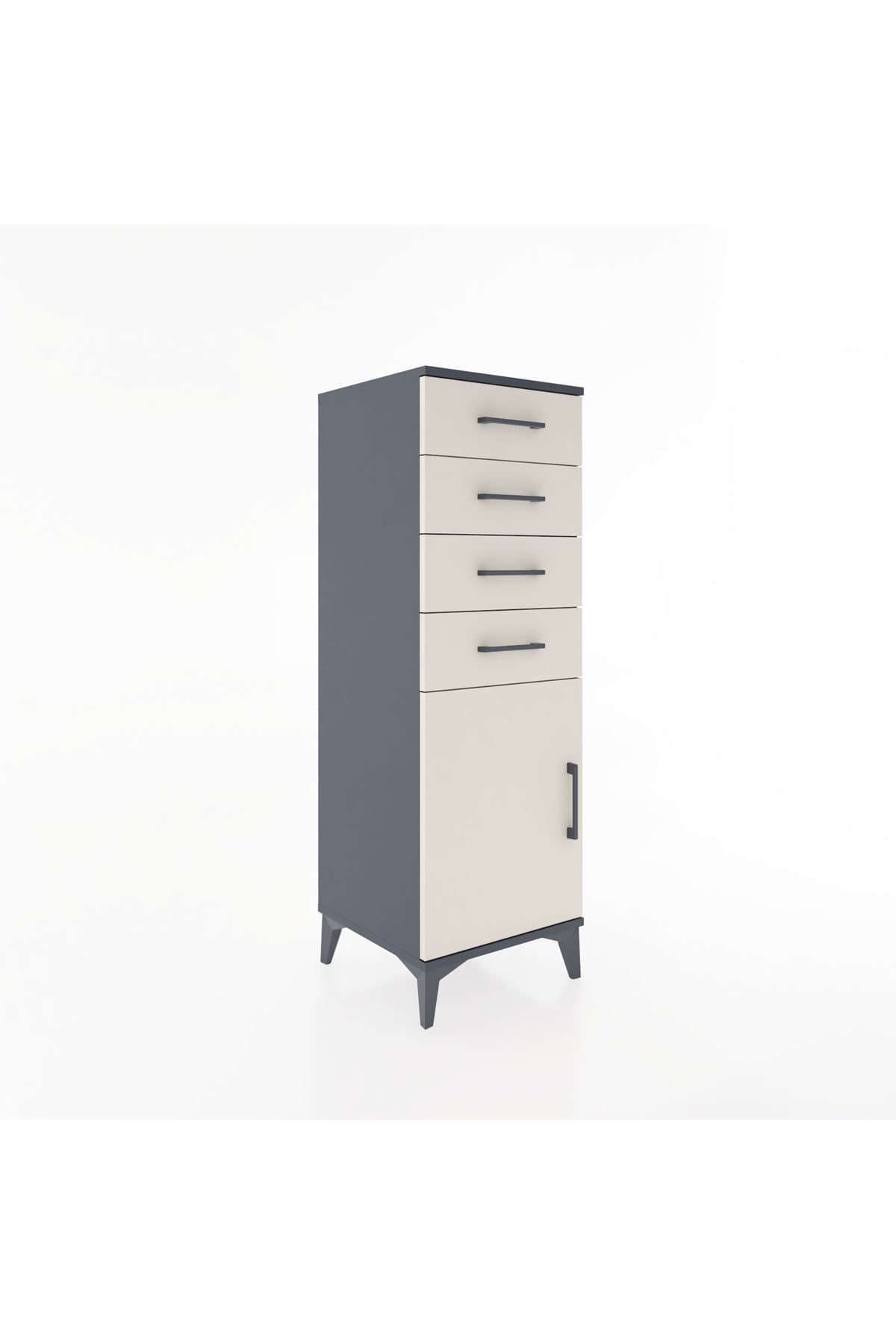 Hyperion Dolap Tek Raflı 4 Çekmeceli Tek Kapaklı 44x44x134 - S49M063V4B