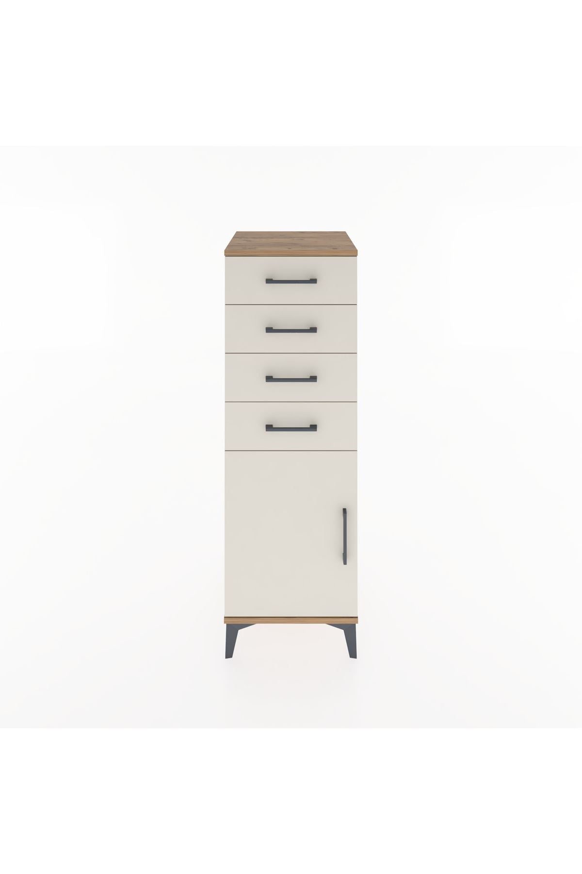 Hyperion Dolap Tek Raflı 4 Çekmeceli Tek Kapaklı 44x44x134 - S49M063V7B
