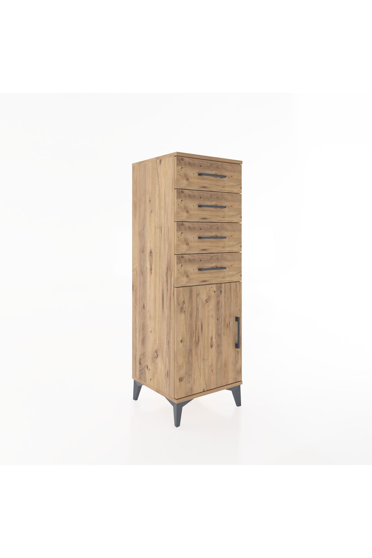 Hyperion Dolap Tek Raflı 4 Çekmeceli Tek Kapaklı 44x44x134 - S49M063V9B