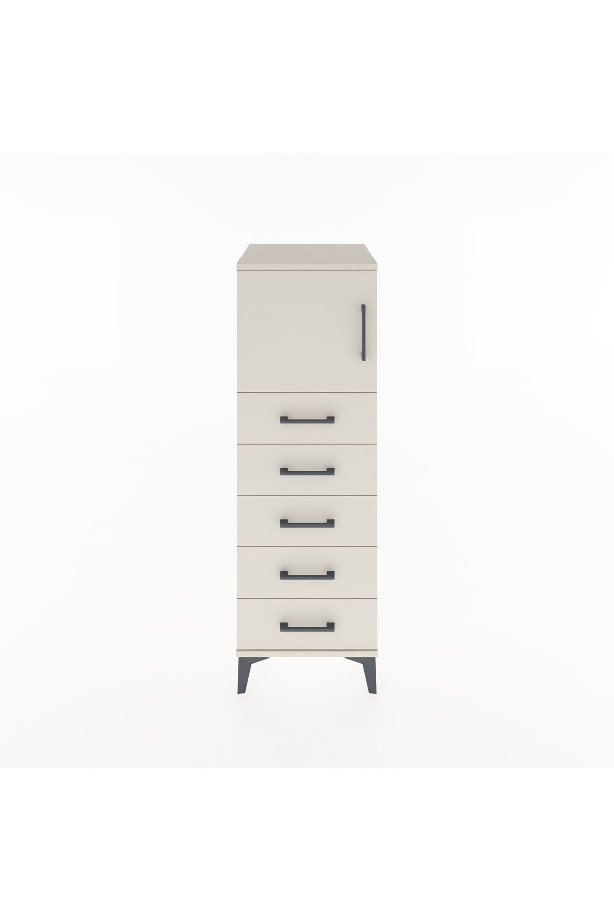 Hyperion Dolap Tek Raflı 5 Çekmeceli Tek Kapaklı 44x44x134 - S49M064V1B