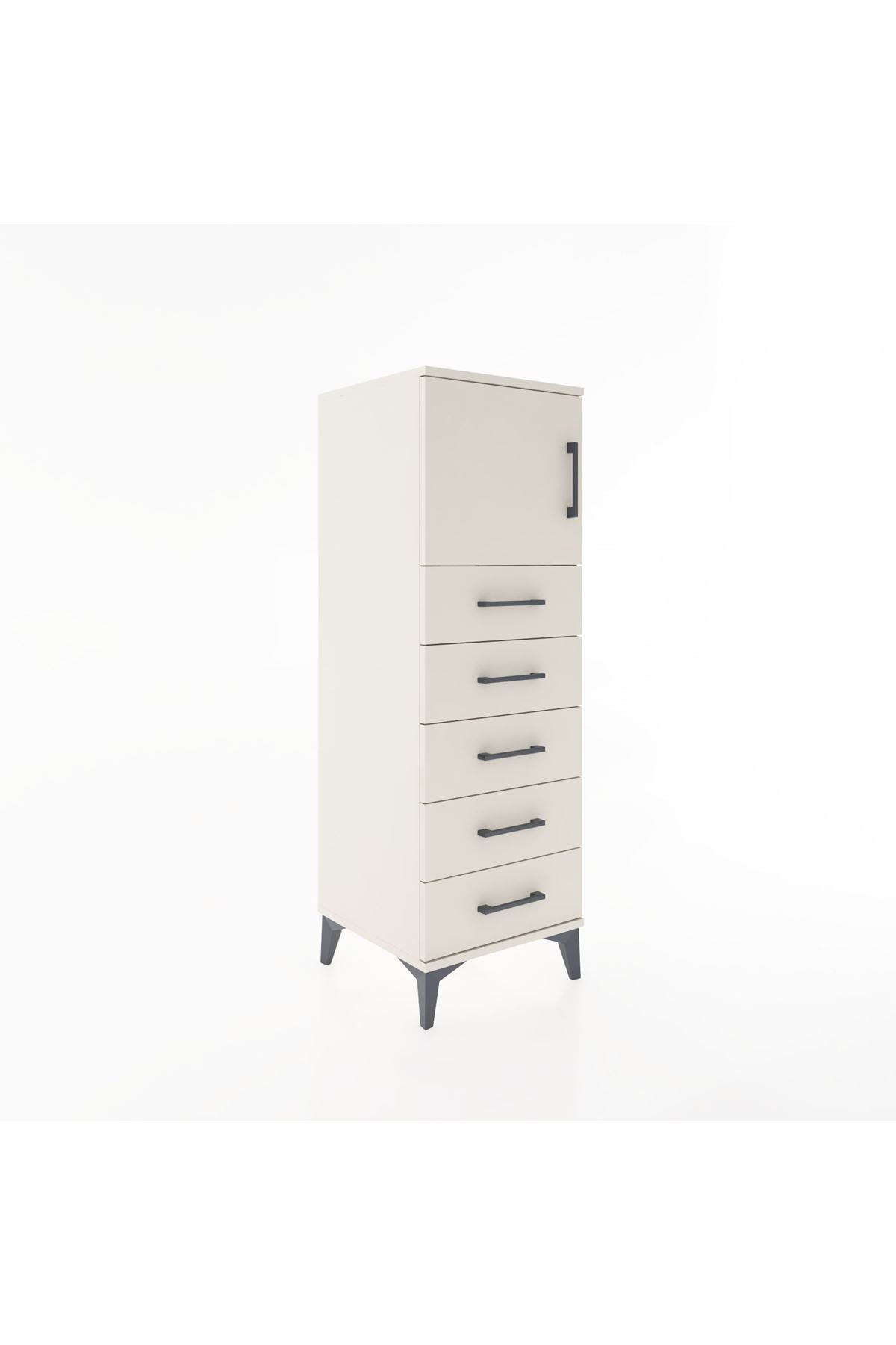 Hyperion Dolap Tek Raflı 5 Çekmeceli Tek Kapaklı 44x44x134 - S49M064V1B