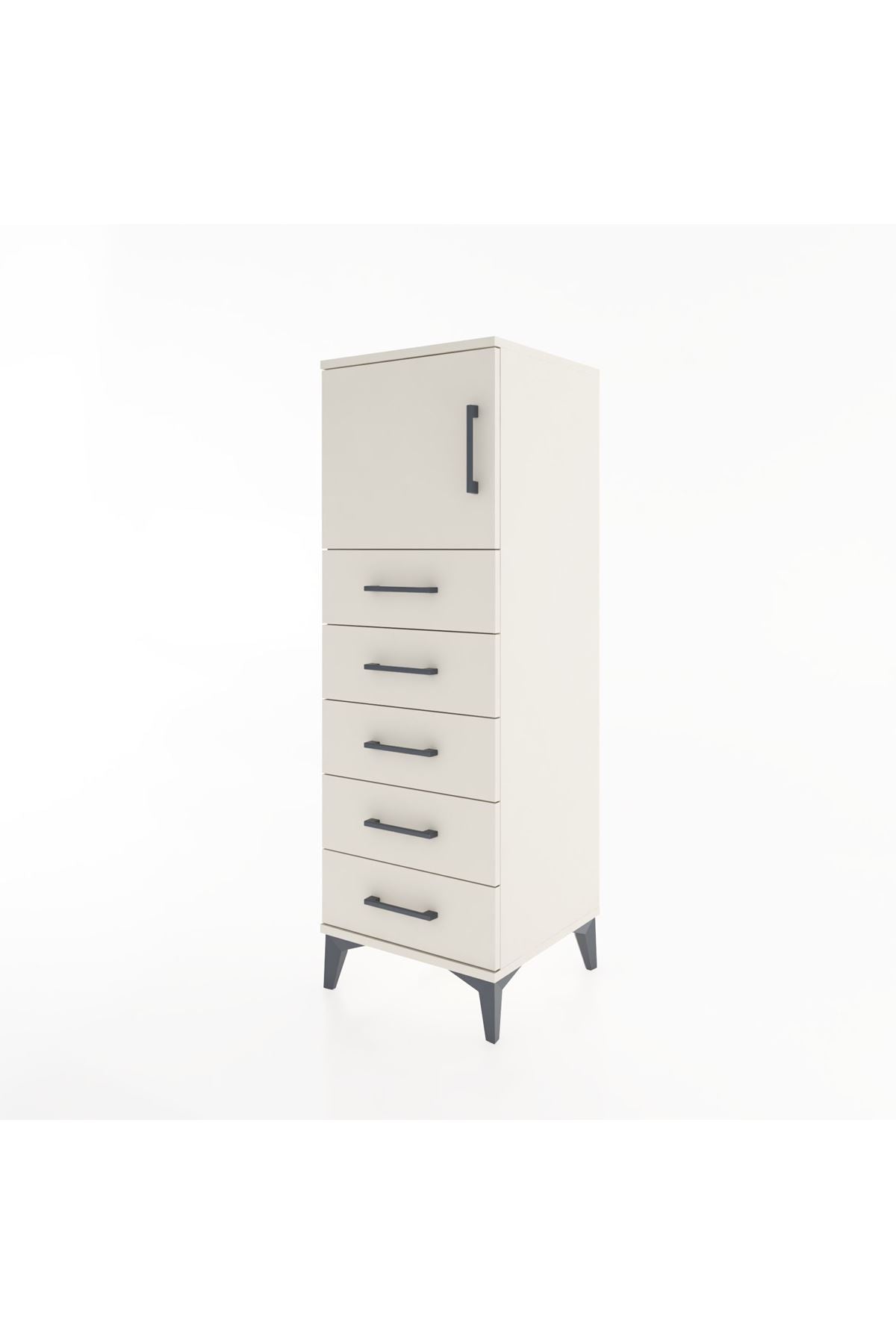Hyperion Dolap Tek Raflı 5 Çekmeceli Tek Kapaklı 44x44x134 - S49M064V1B