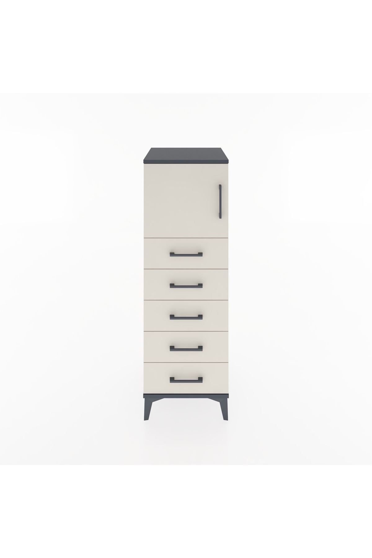 Hyperion Dolap Tek Raflı 5 Çekmeceli Tek Kapaklı 44x44x134 - S49M064V4B