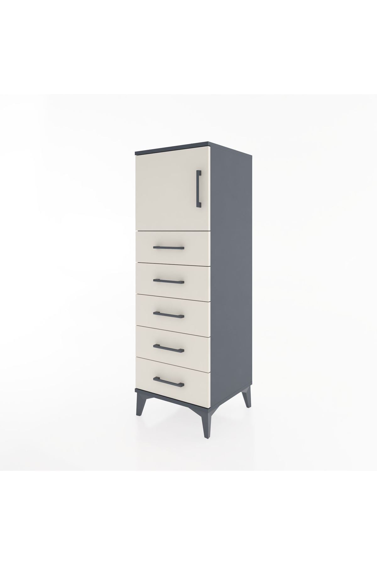 Hyperion Dolap Tek Raflı 5 Çekmeceli Tek Kapaklı 44x44x134 - S49M064V4B