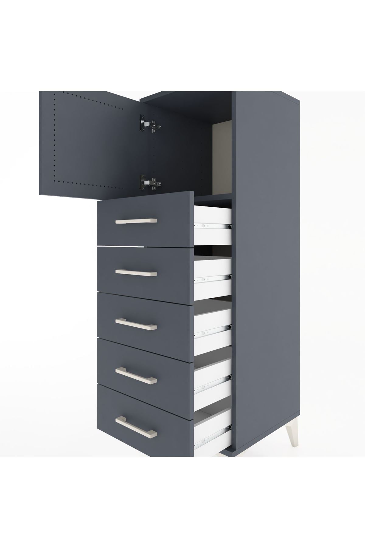 Hyperion Dolap Tek Raflı 5 Çekmeceli Tek Kapaklı 44x44x134 - S49M064V5B