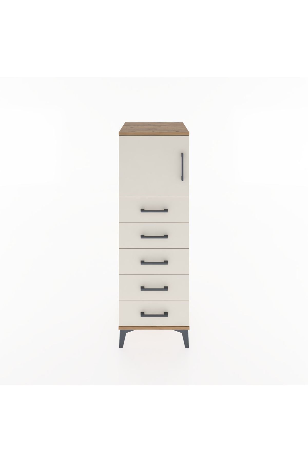 Hyperion Dolap Tek Raflı 5 Çekmeceli Tek Kapaklı 44x44x134 - S49M064V7B