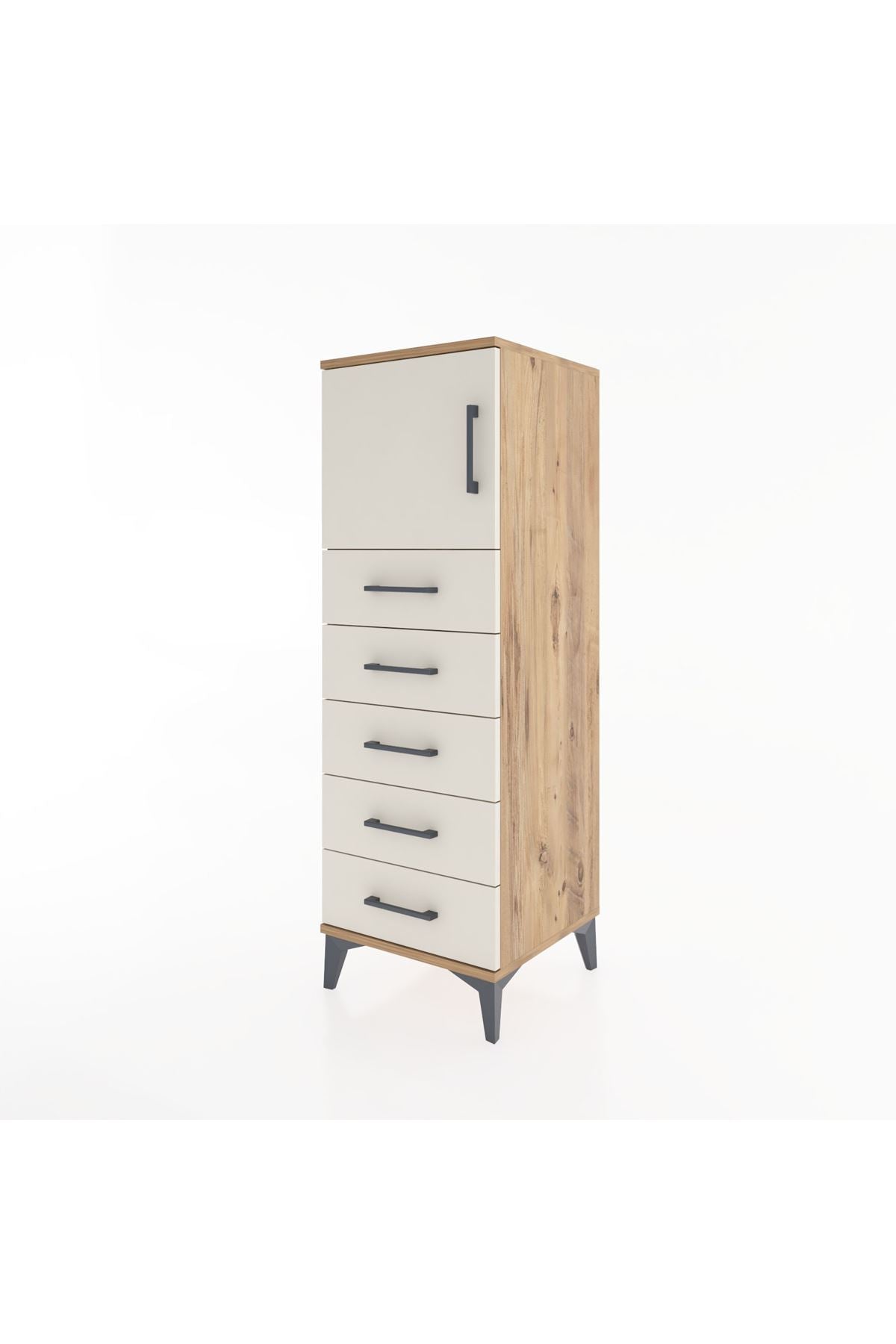 Hyperion Dolap Tek Raflı 5 Çekmeceli Tek Kapaklı 44x44x134 - S49M064V7B