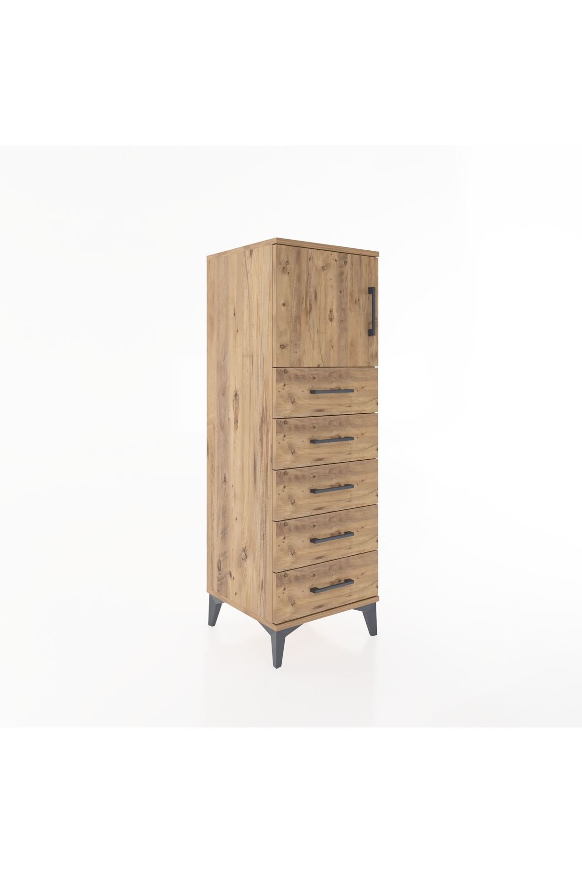 Hyperion Dolap Tek Raflı 5 Çekmeceli Tek Kapaklı 44x44x134 - S49M064V9B