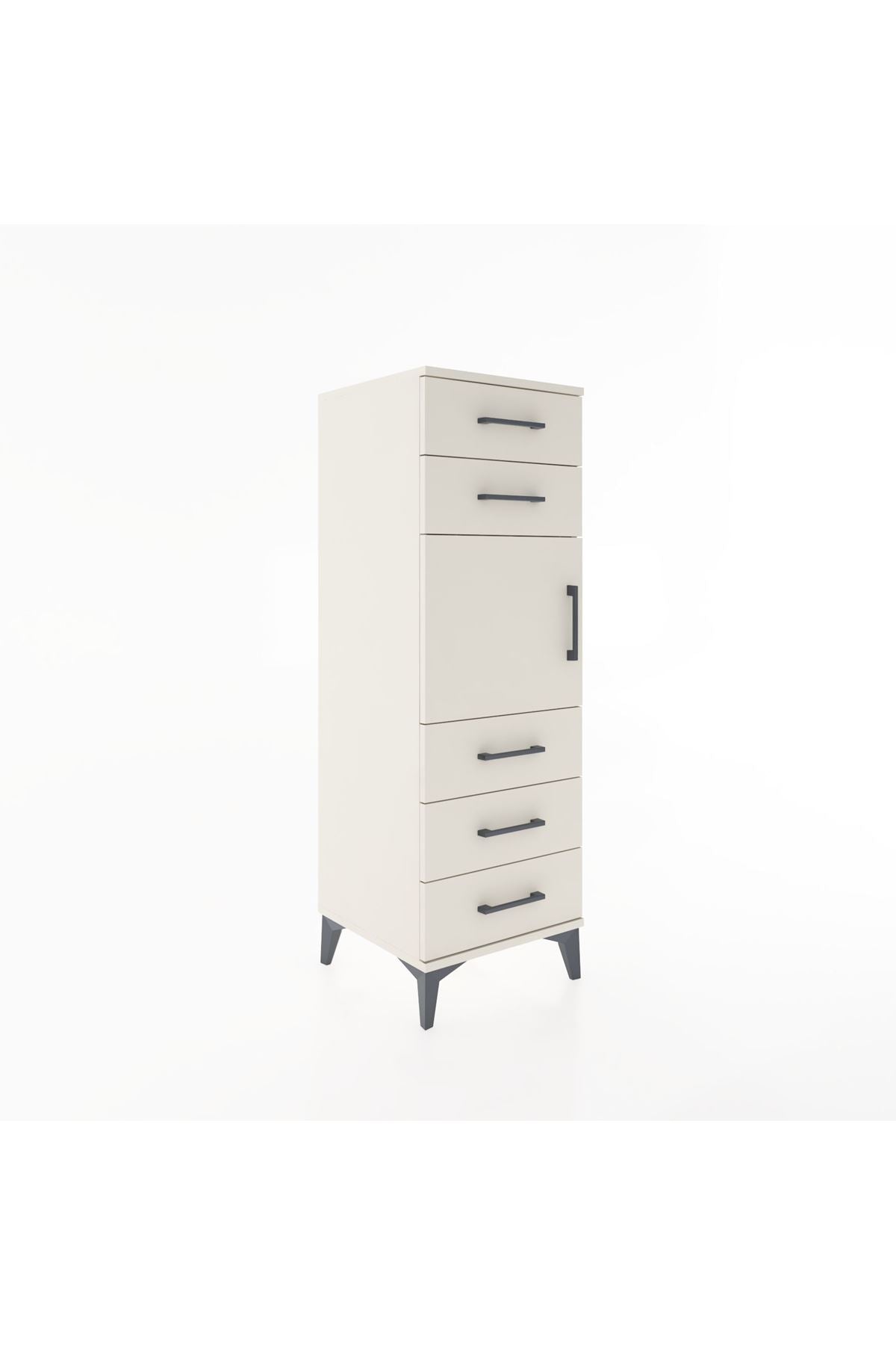 Hyperion Dolap Tek Raflı 5 Çekmeceli Tek Kapaklı 44x44x134 - S49M065V1B
