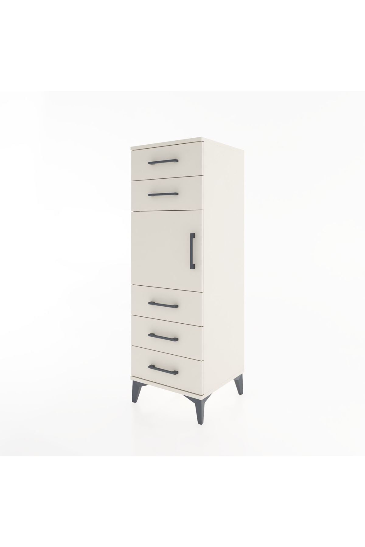 Hyperion Dolap Tek Raflı 5 Çekmeceli Tek Kapaklı 44x44x134 - S49M065V1B