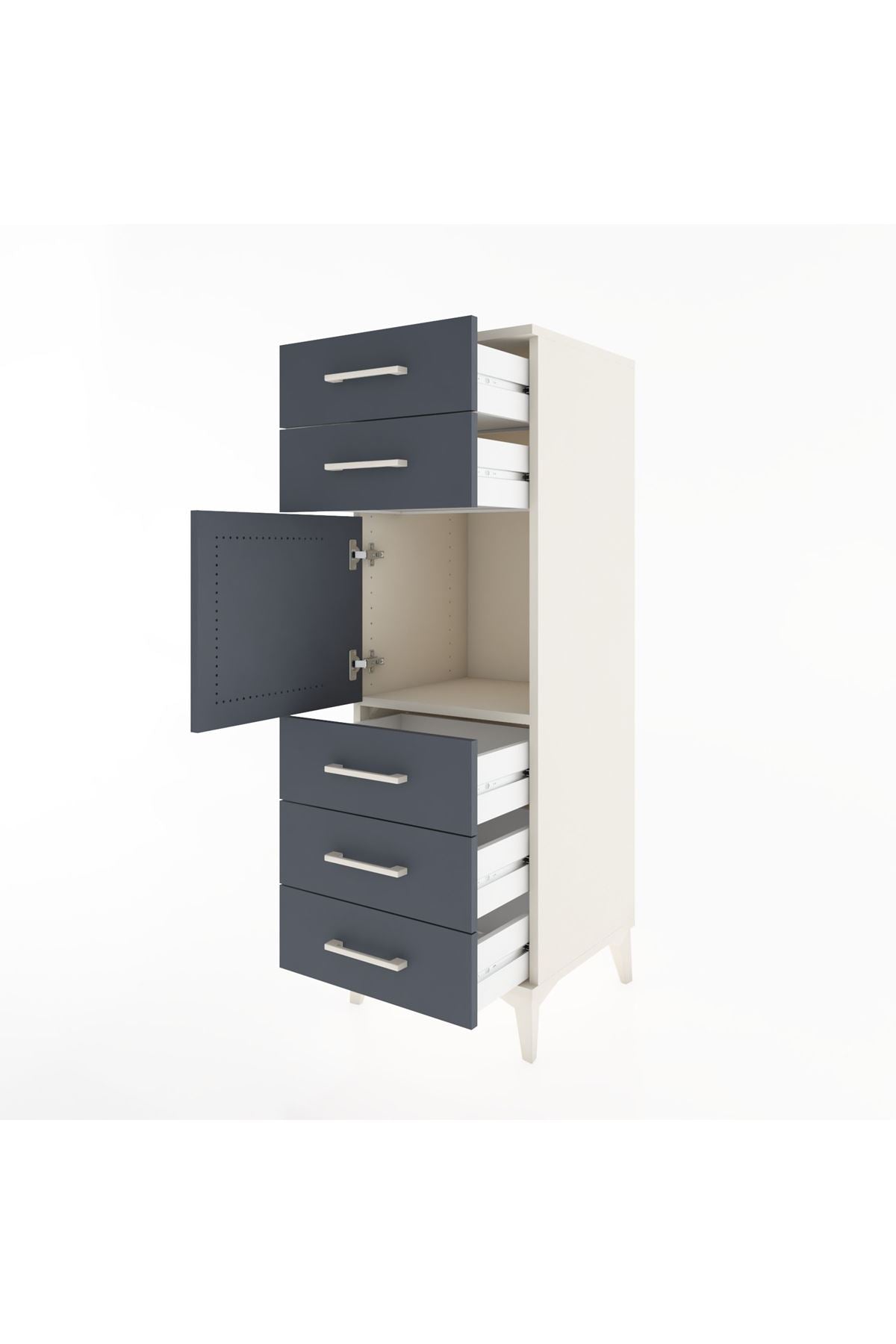 Hyperion Dolap Tek Raflı 5 Çekmeceli Tek Kapaklı 44x44x134 - S49M065V2B