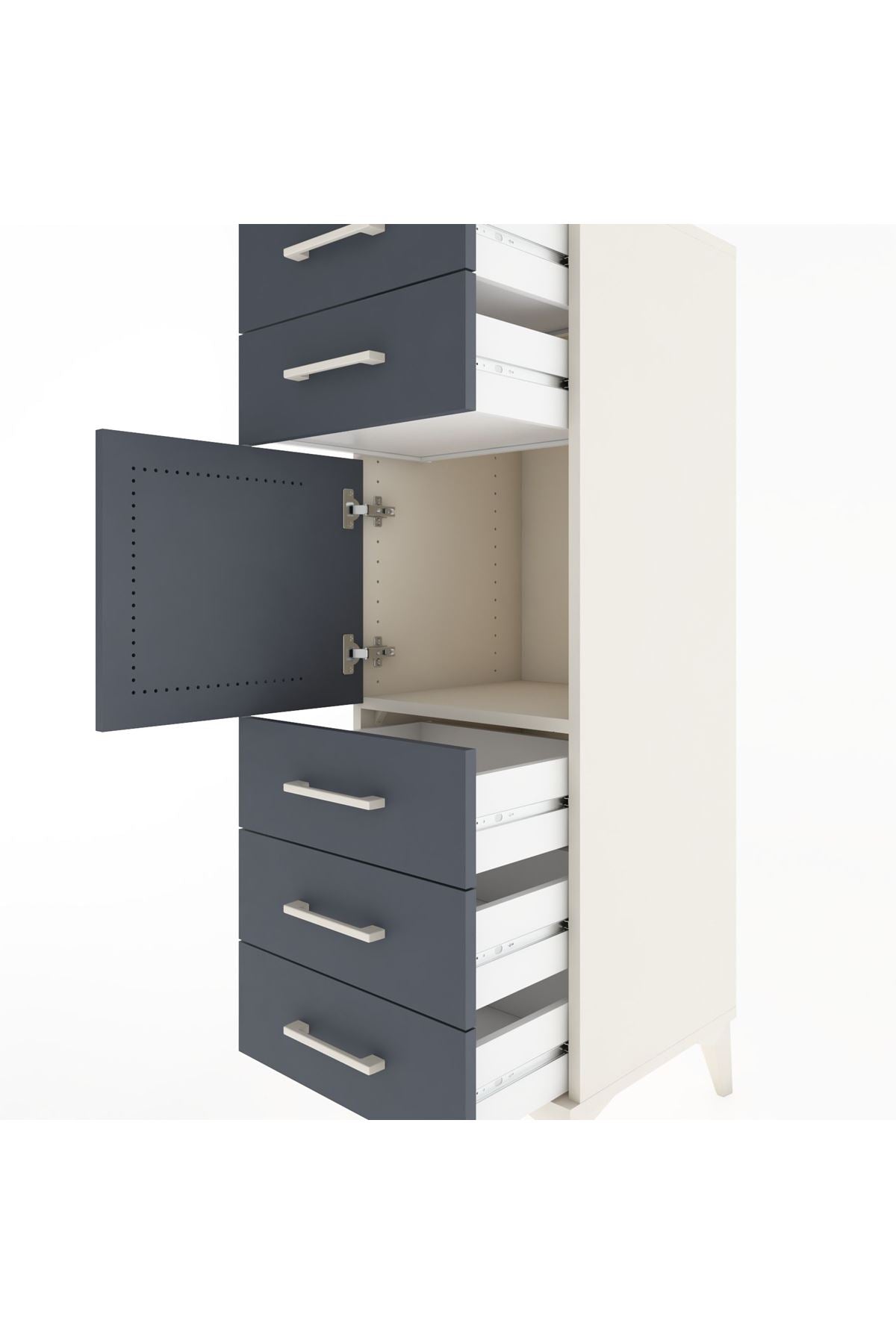 Hyperion Dolap Tek Raflı 5 Çekmeceli Tek Kapaklı 44x44x134 - S49M065V2B