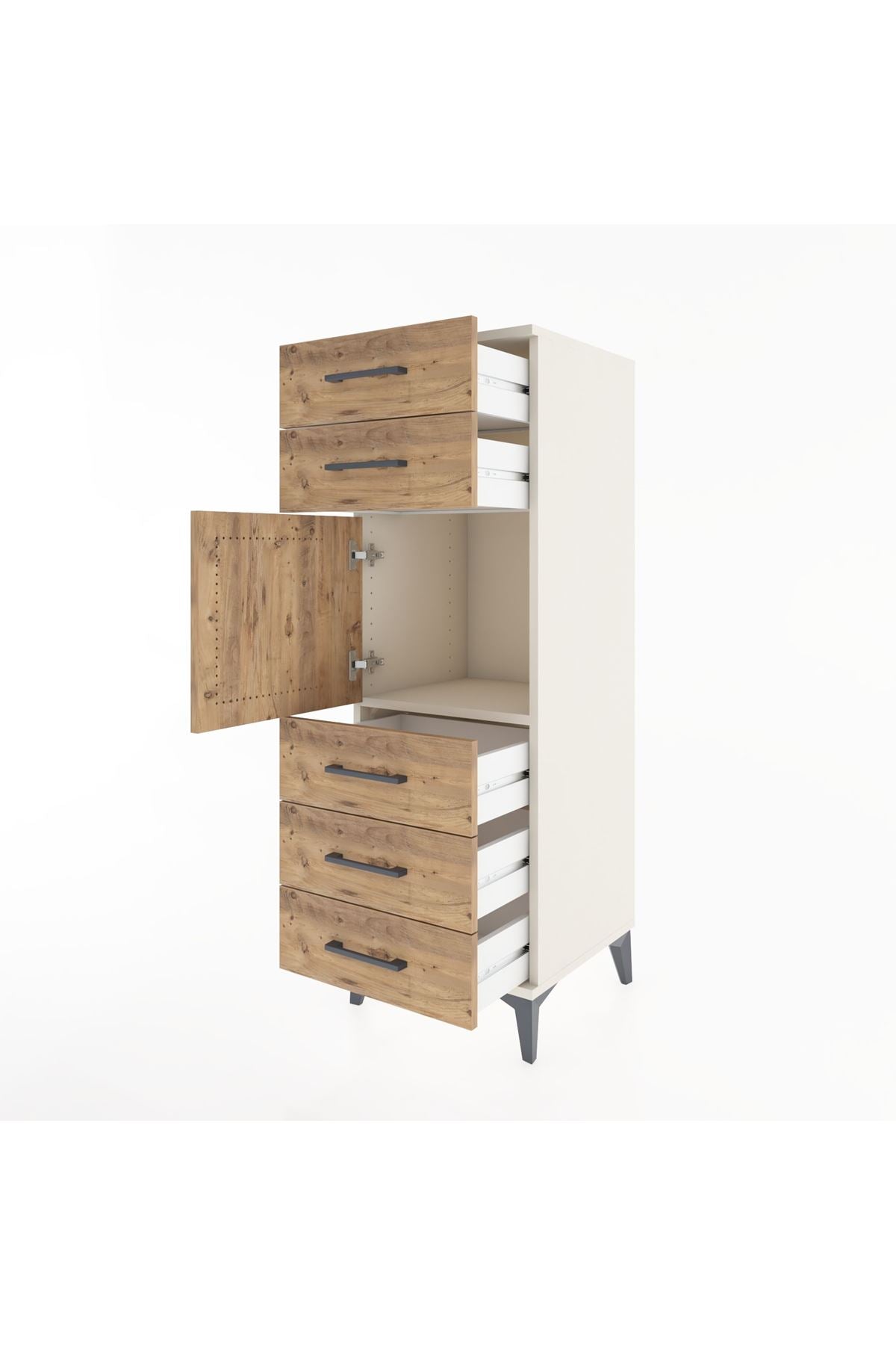 Hyperion Dolap Tek Raflı 5 Çekmeceli Tek Kapaklı 44x44x134 - S49M065V3B
