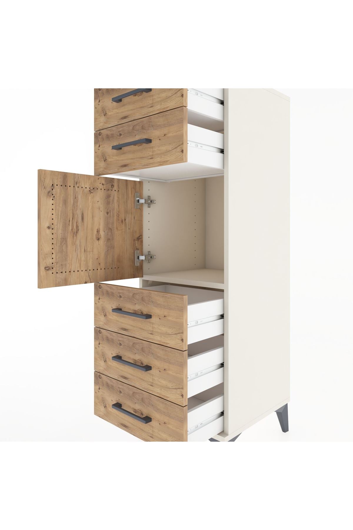Hyperion Dolap Tek Raflı 5 Çekmeceli Tek Kapaklı 44x44x134 - S49M065V3B