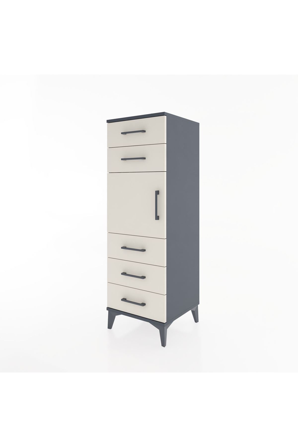 Hyperion Dolap Tek Raflı 5 Çekmeceli Tek Kapaklı 44x44x134 - S49M065V4B