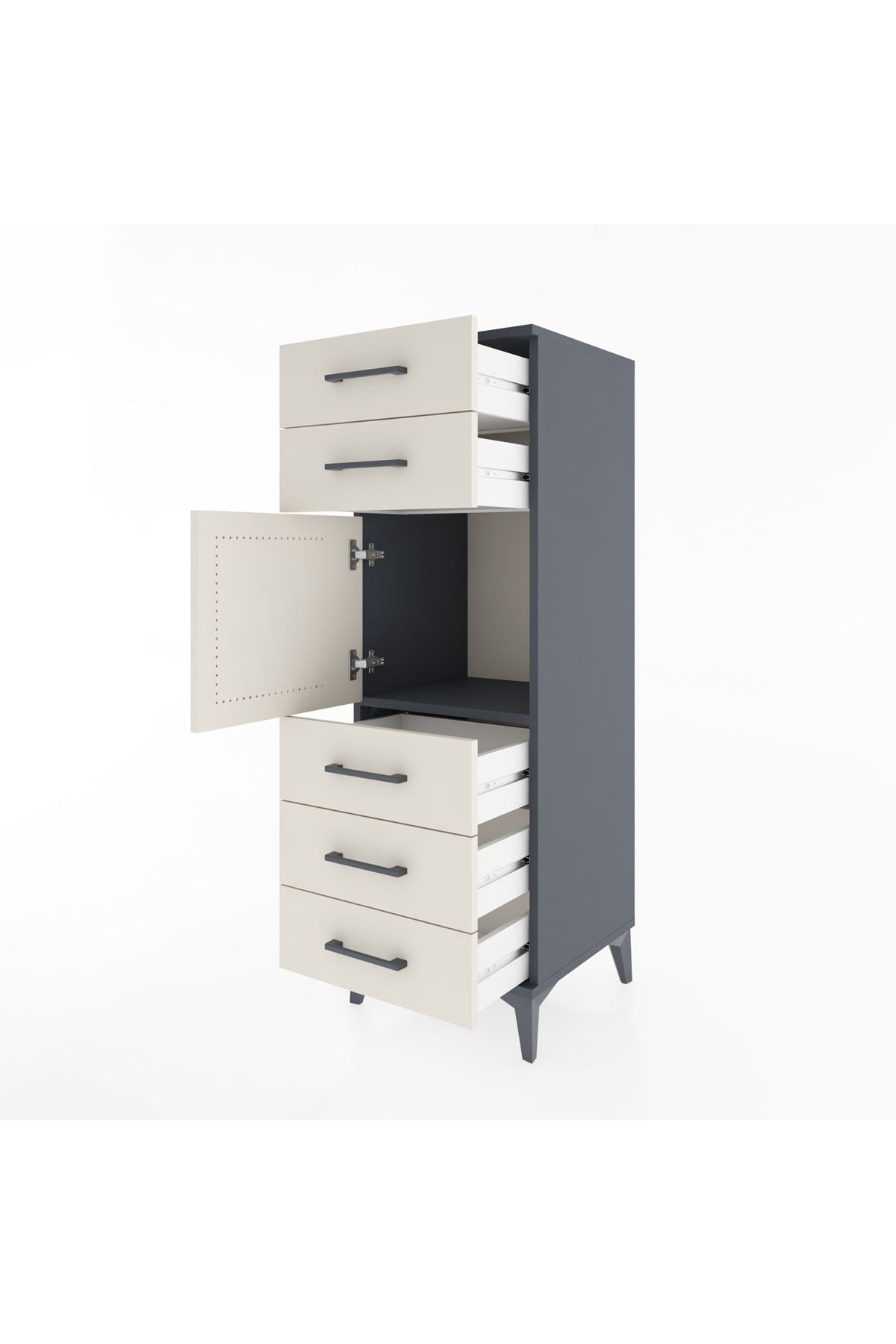 Hyperion Dolap Tek Raflı 5 Çekmeceli Tek Kapaklı 44x44x134 - S49M065V4B