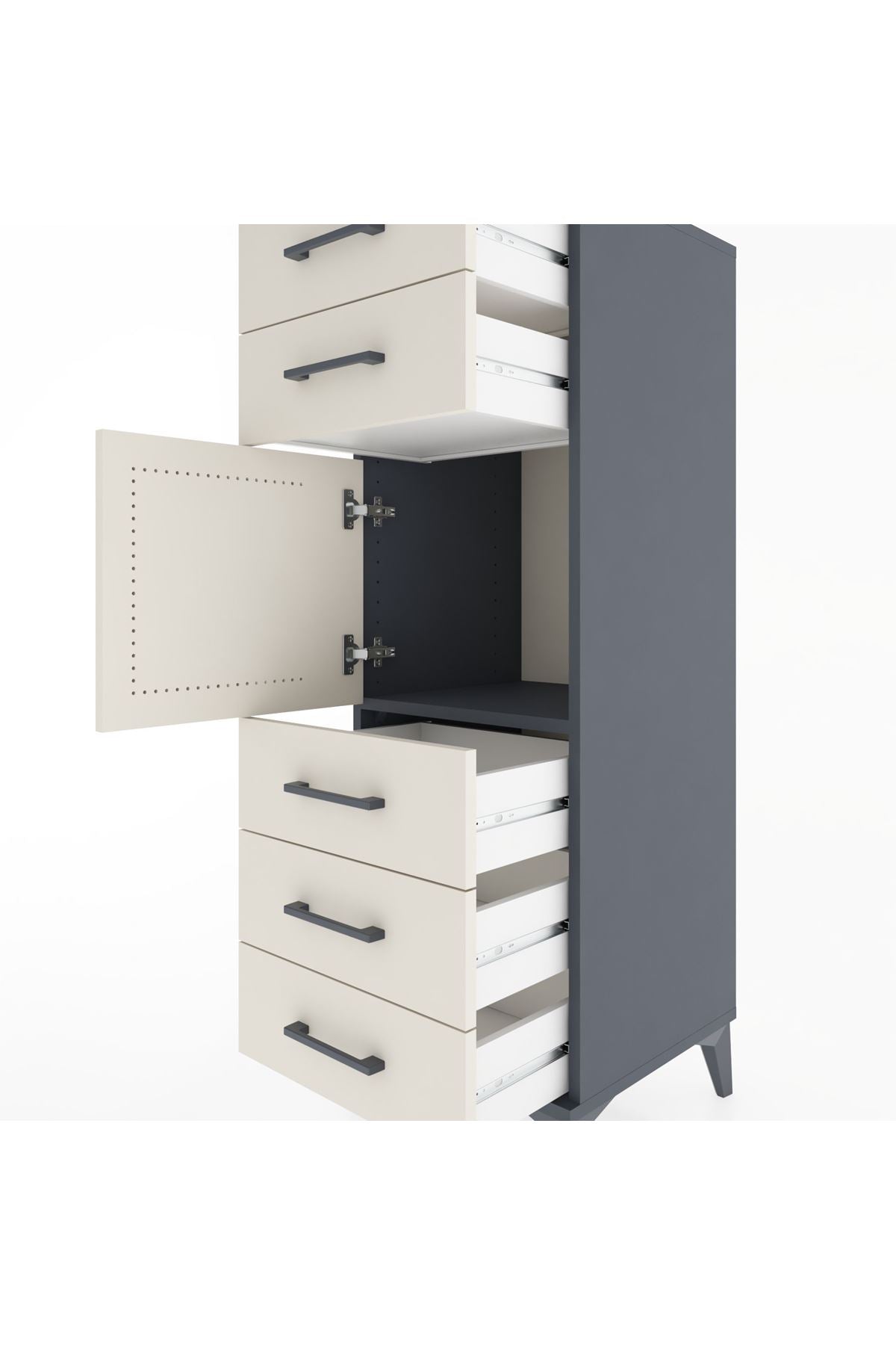 Hyperion Dolap Tek Raflı 5 Çekmeceli Tek Kapaklı 44x44x134 - S49M065V4B