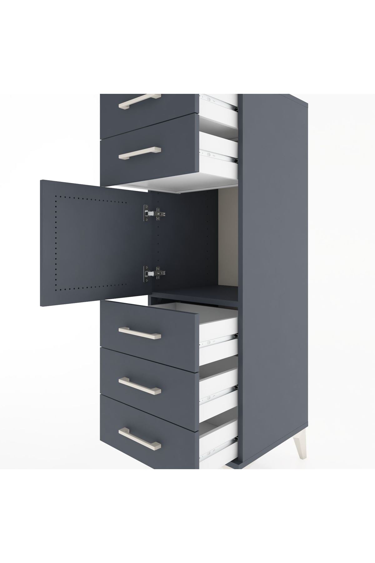 Hyperion Dolap Tek Raflı 5 Çekmeceli Tek Kapaklı 44x44x134 - S49M065V5B