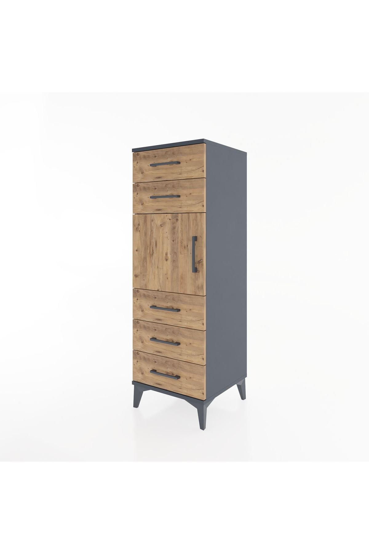 Hyperion Dolap Tek Raflı 5 Çekmeceli Tek Kapaklı 44x44x134 - S49M065V6B