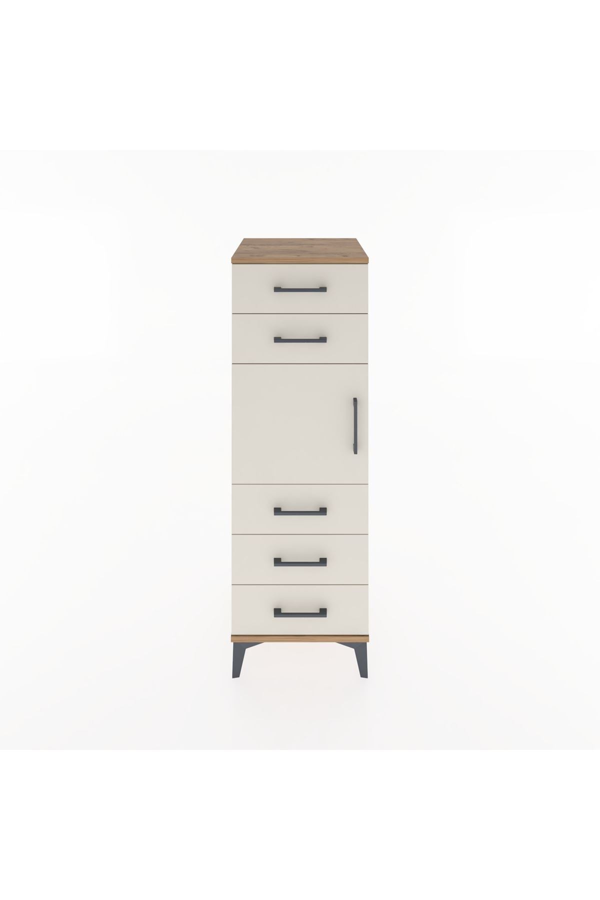 Hyperion Dolap Tek Raflı 5 Çekmeceli Tek Kapaklı 44x44x134 - S49M065V7B
